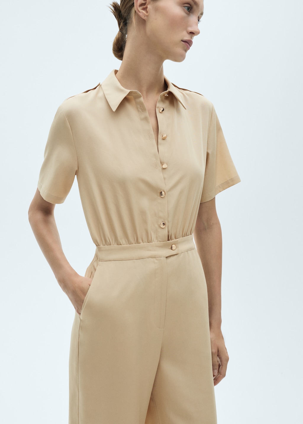 Mango Lyocell shirt-collar jumpsuit