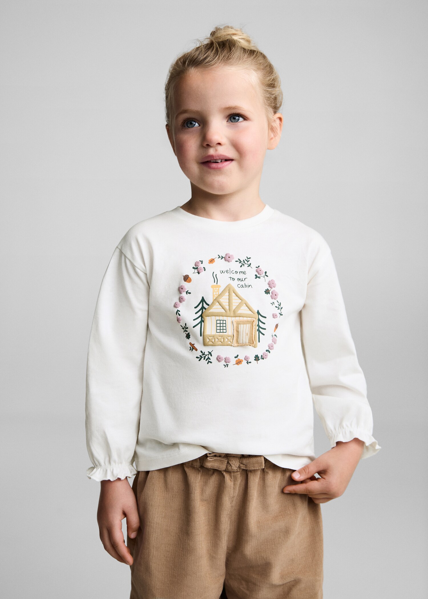 Long-sleeved t-shirt with embossed print - Medium plane