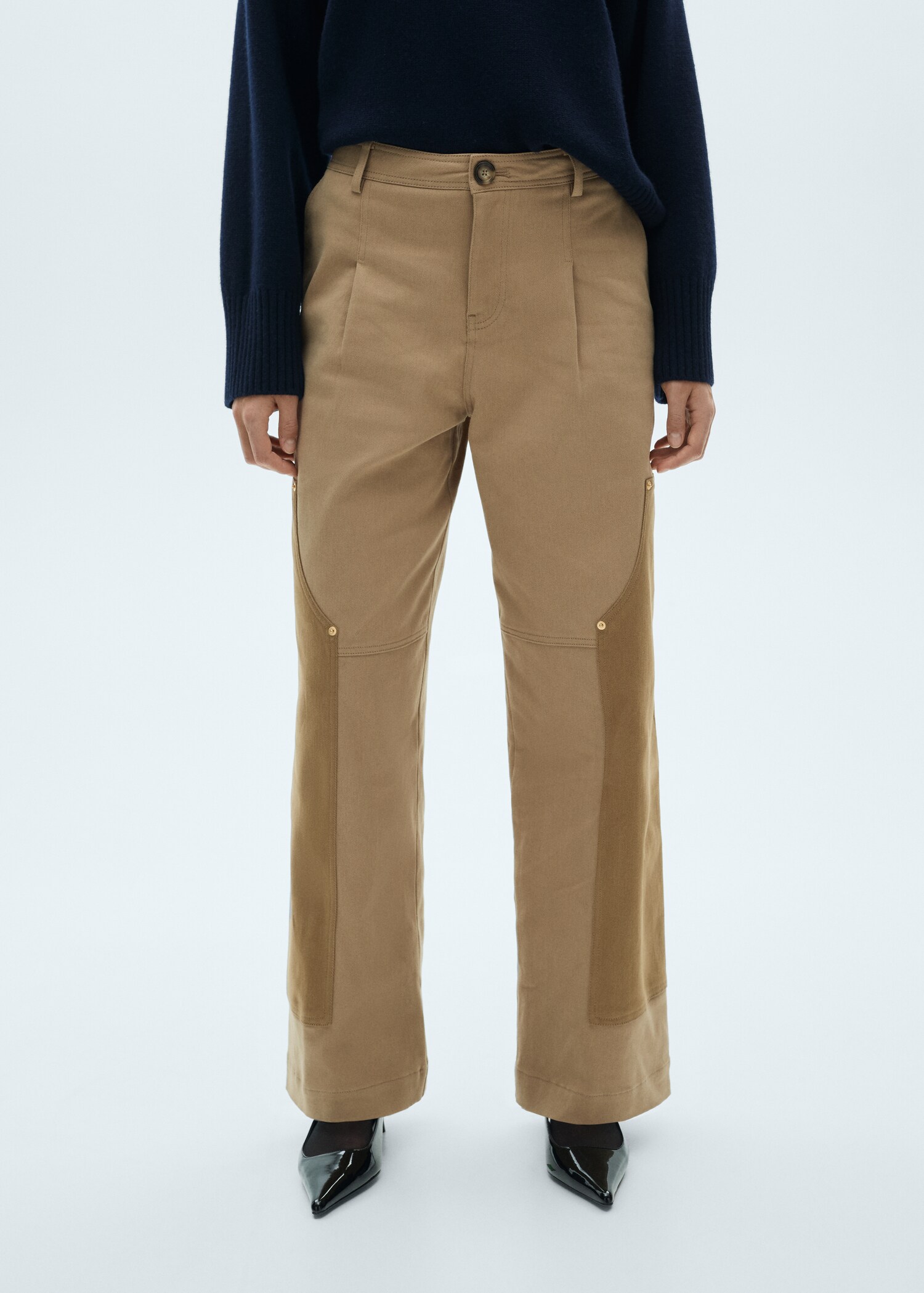Contrasting panels trousers - Medium plane