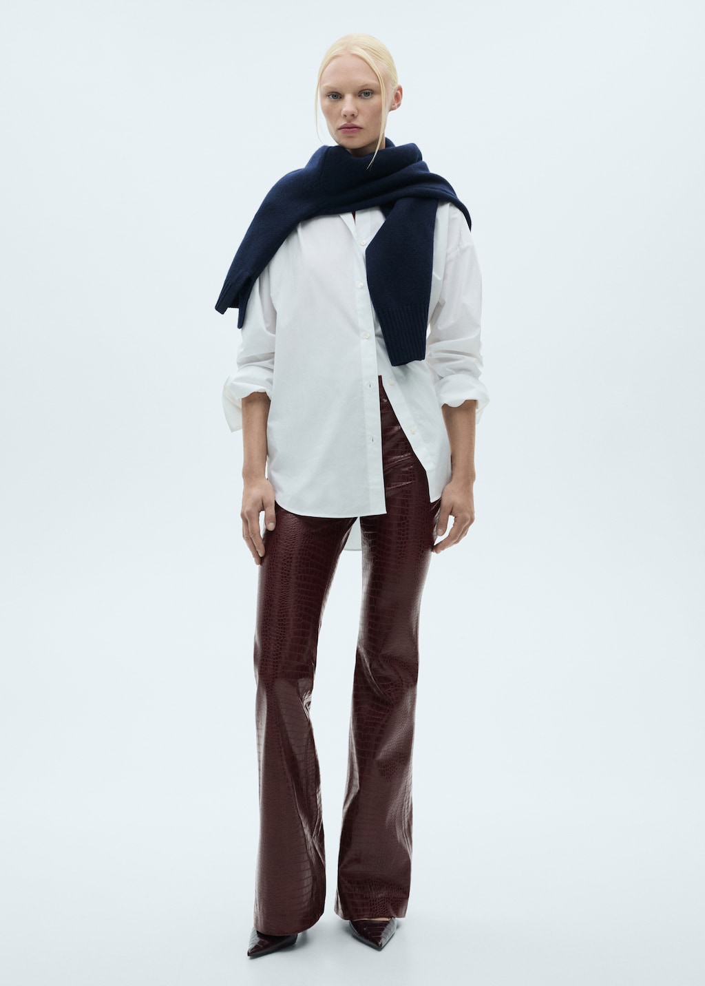 Mango Snake-effect flared pants thumbnail