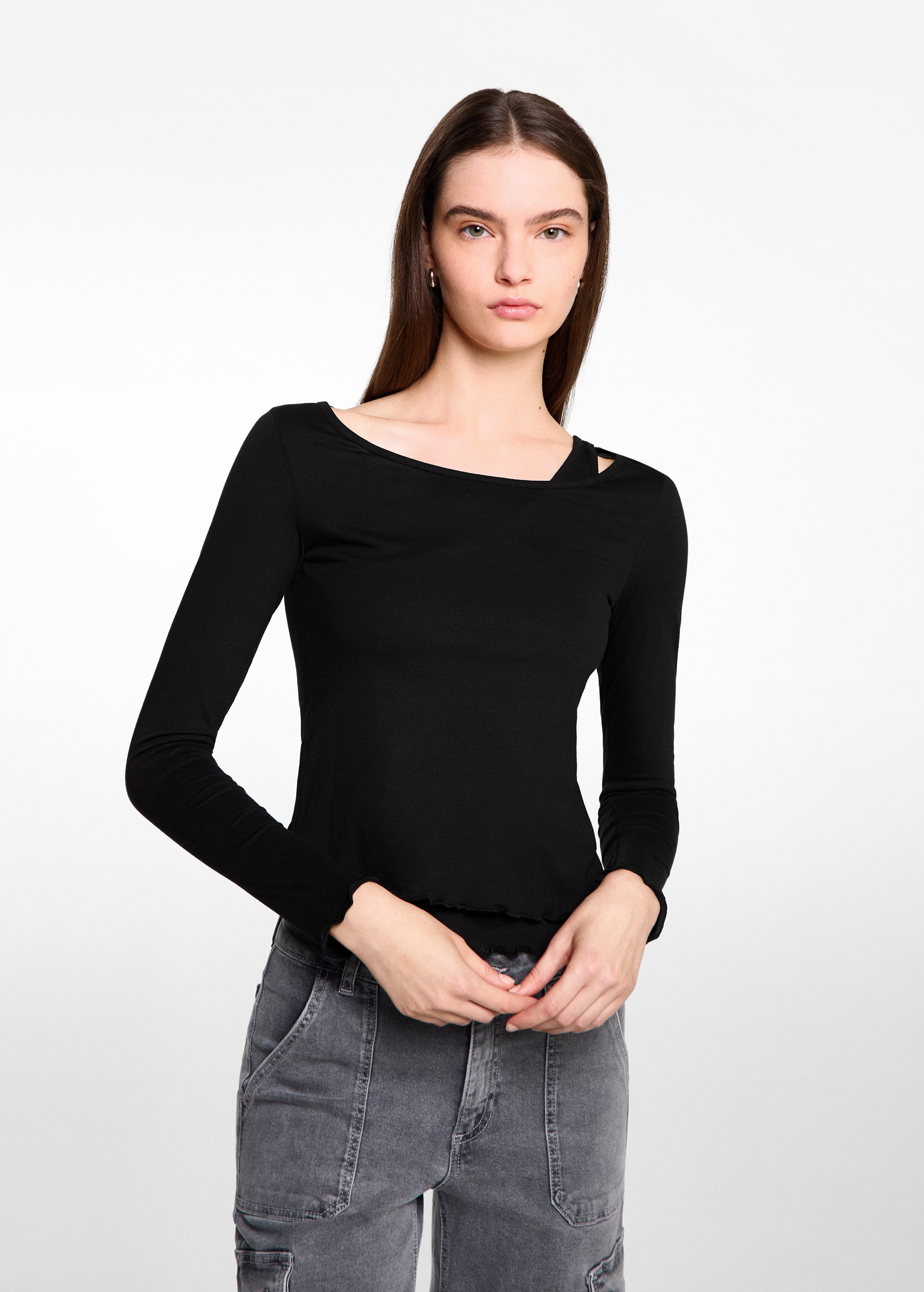 Long-sleeved strappy t-shirt - Medium plane