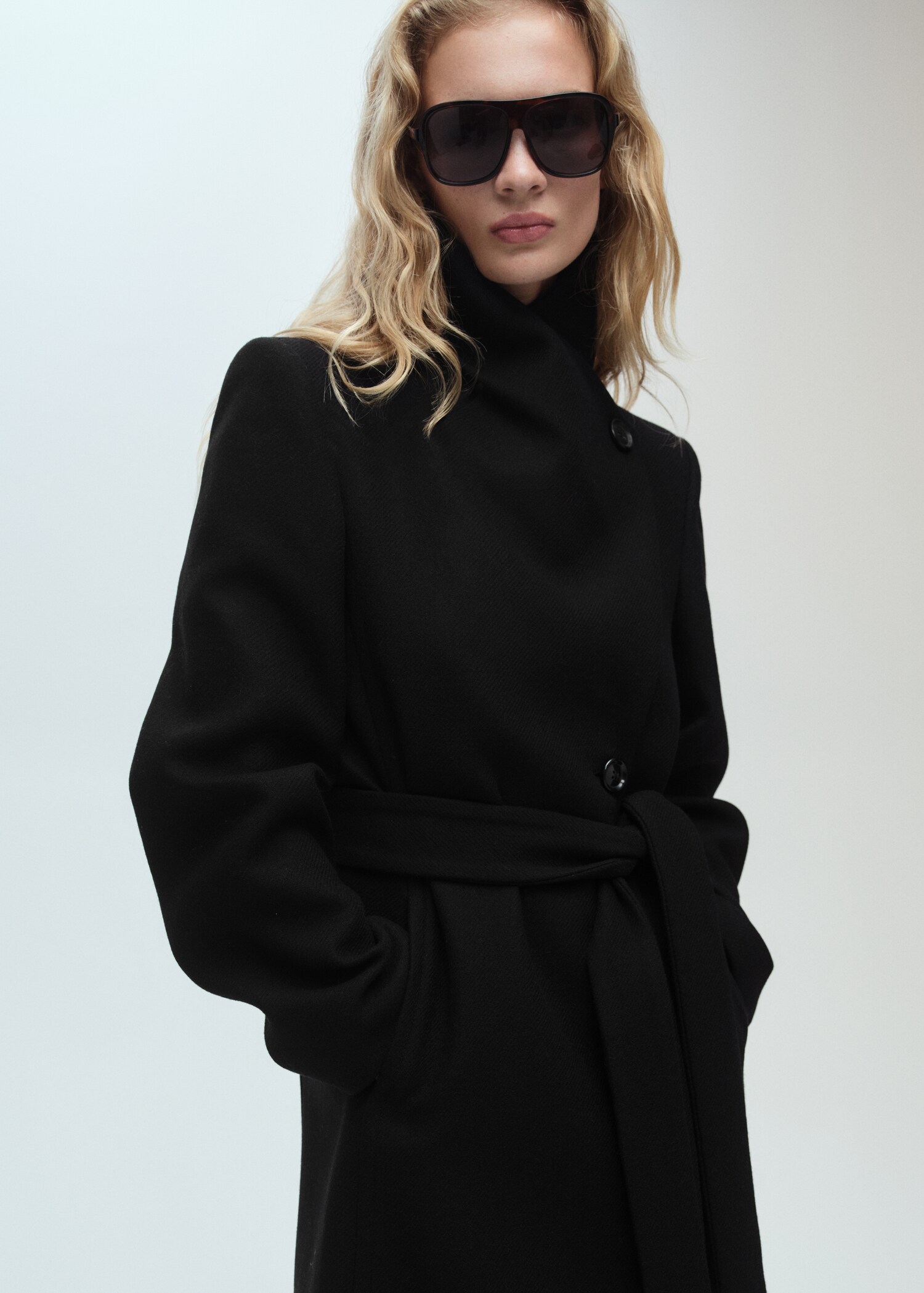 Manteau laine ceinture - Plan moyen