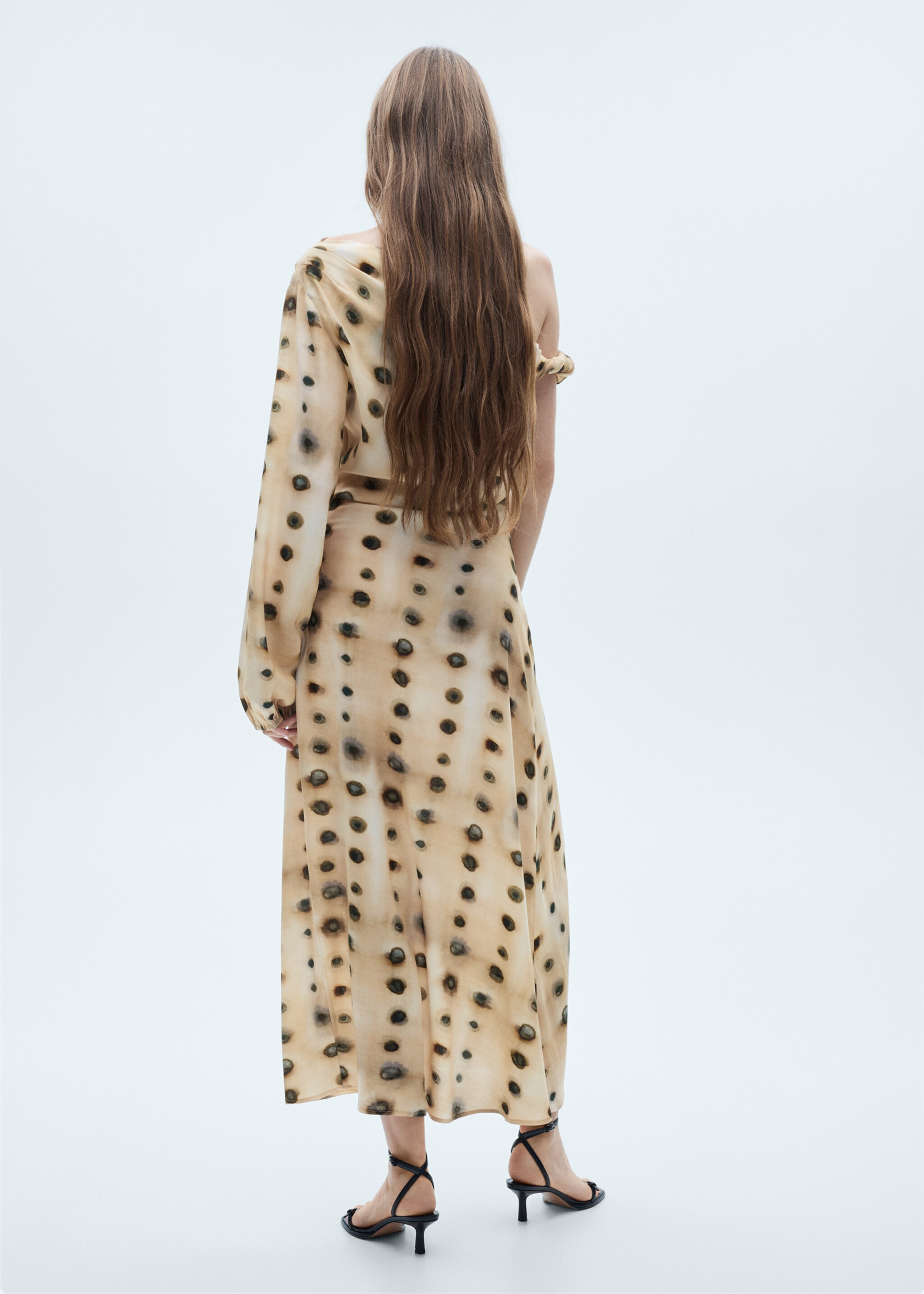 Vestido asimétrico lunares - Reverso del artículo, Beige. Ref: 77067716-00.