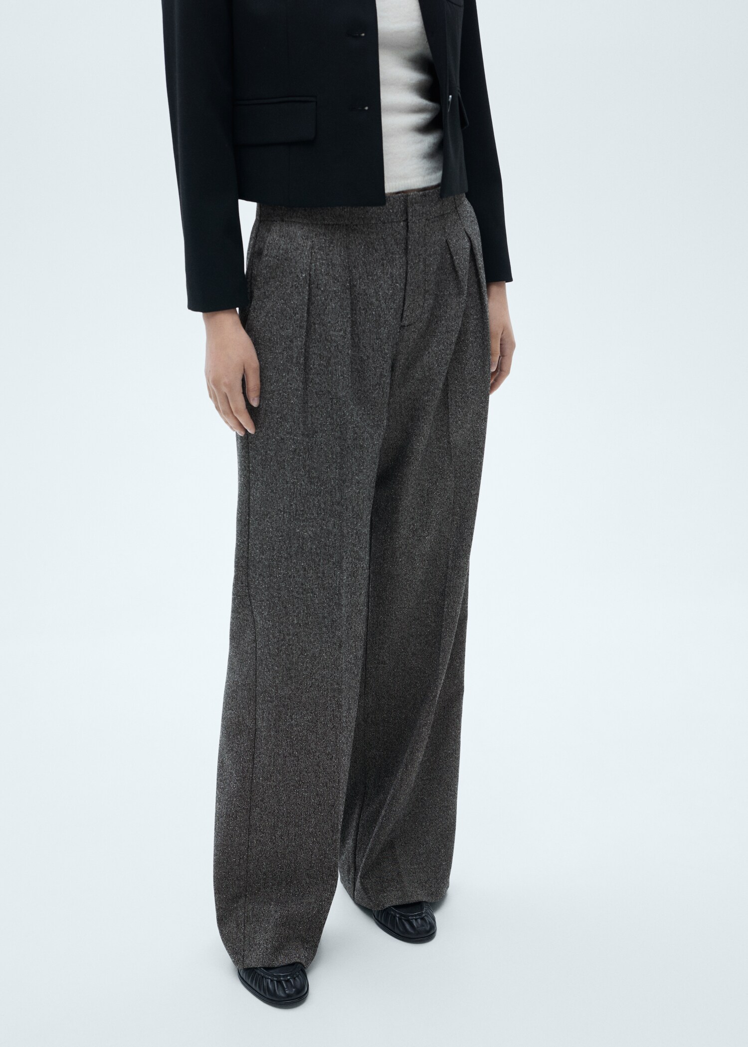 Flecked pleated trousers - Medium plane