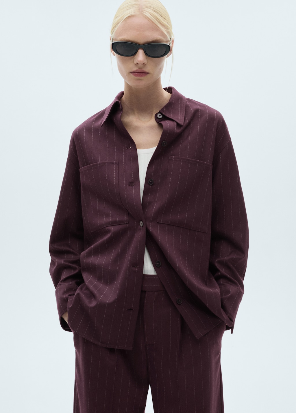 Pinstripe overshirt Women MANGO United Kingdom