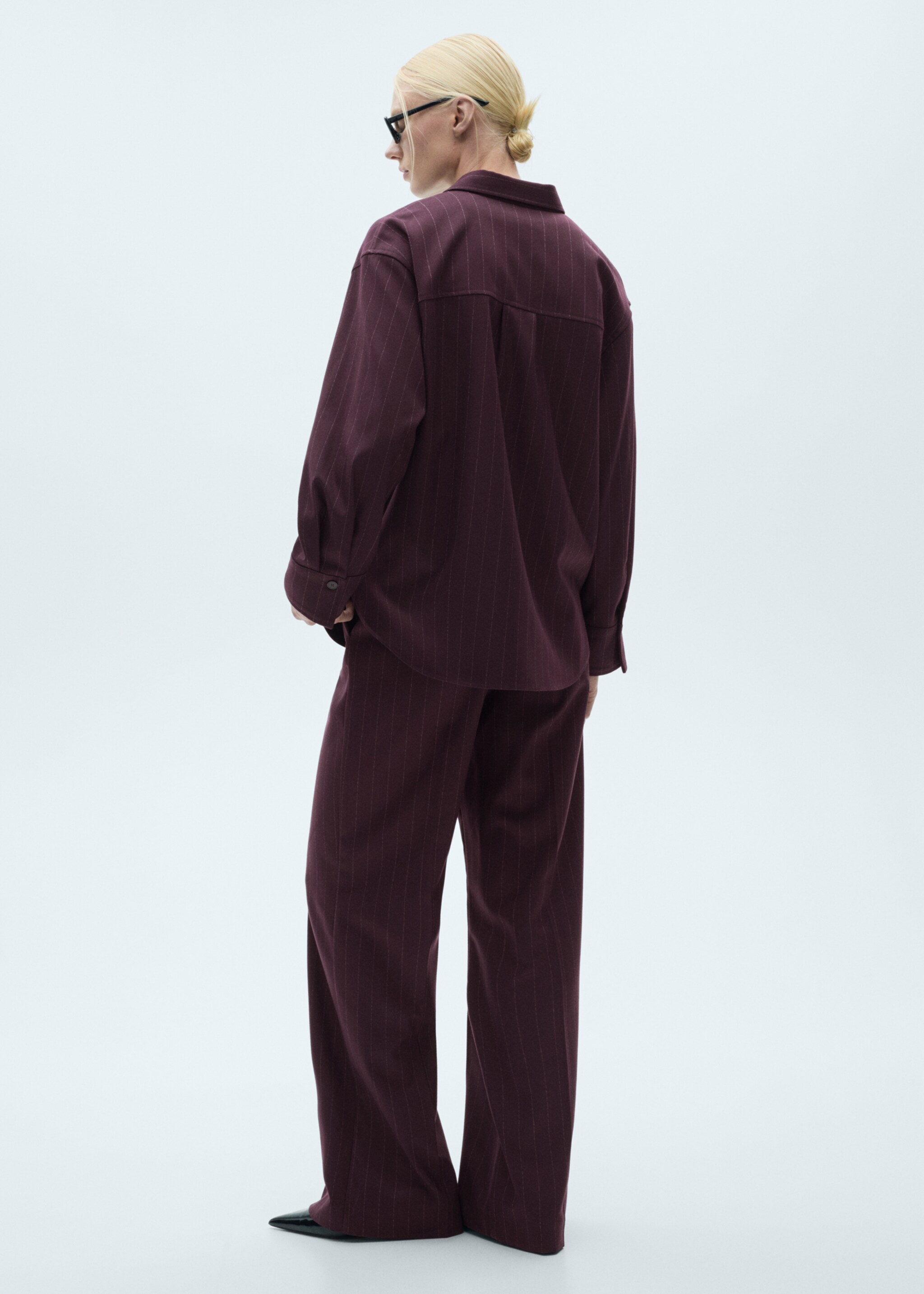 Pinstripe overshirt - Reverse of the article, Wine. Ref: 77068280-00.