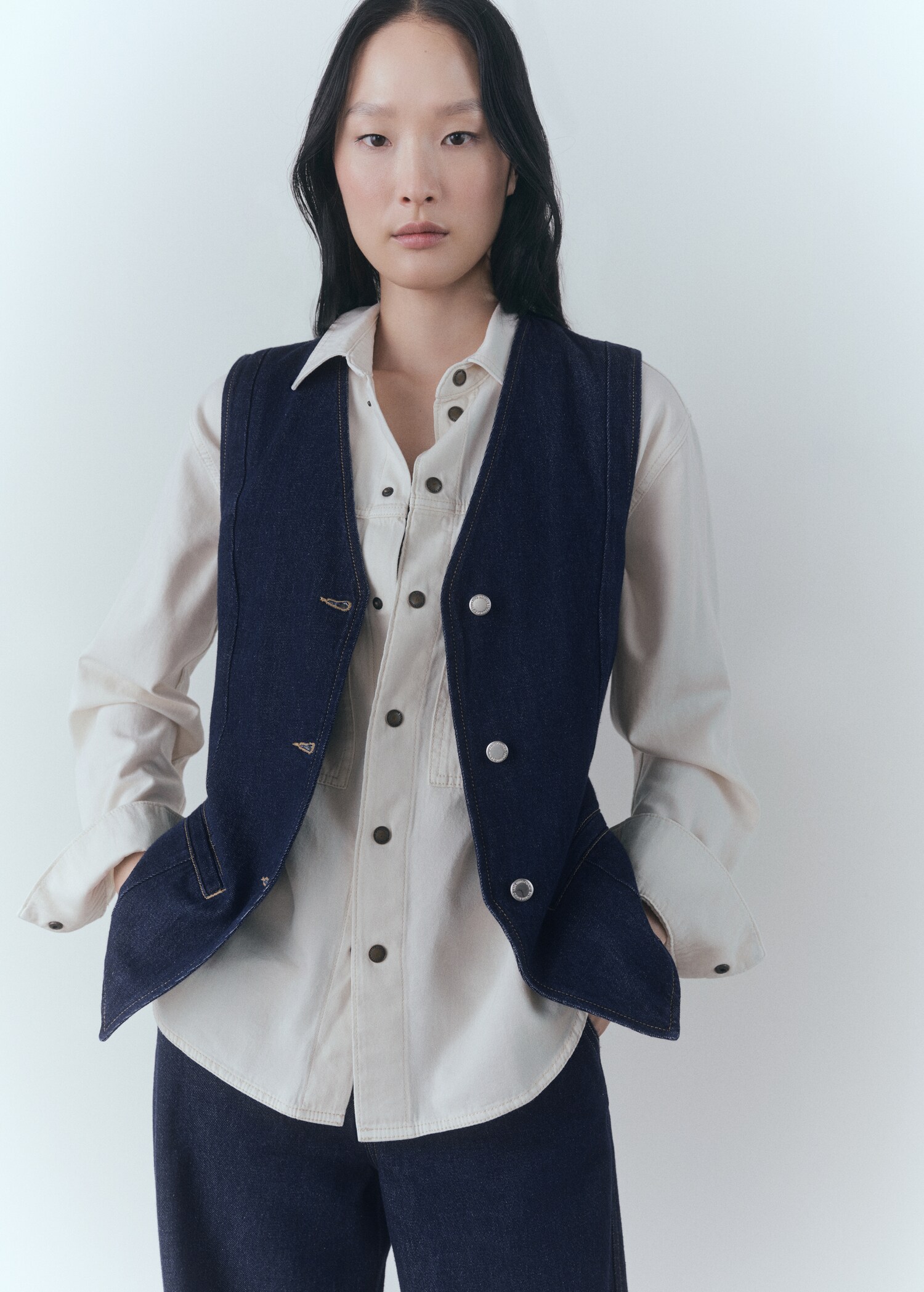 Denim rinse-wash gilet - Middenvlak