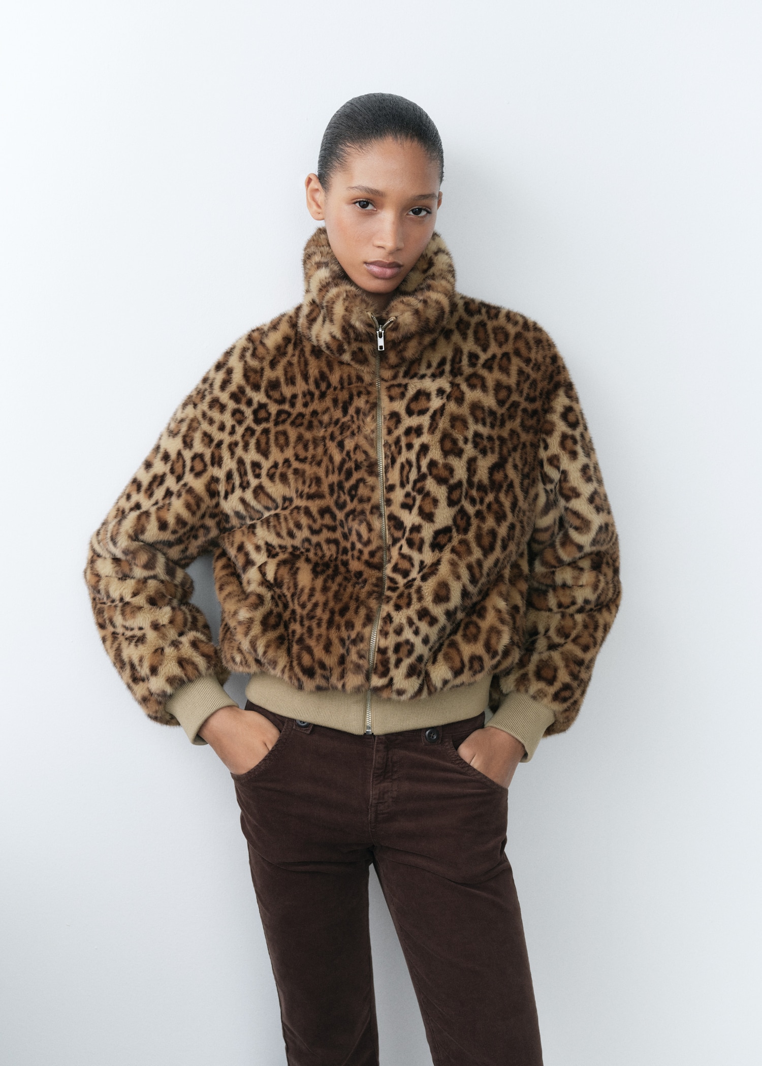 Jacket Manteau Léopard Mango Stradivarius Leopard Print Aviator