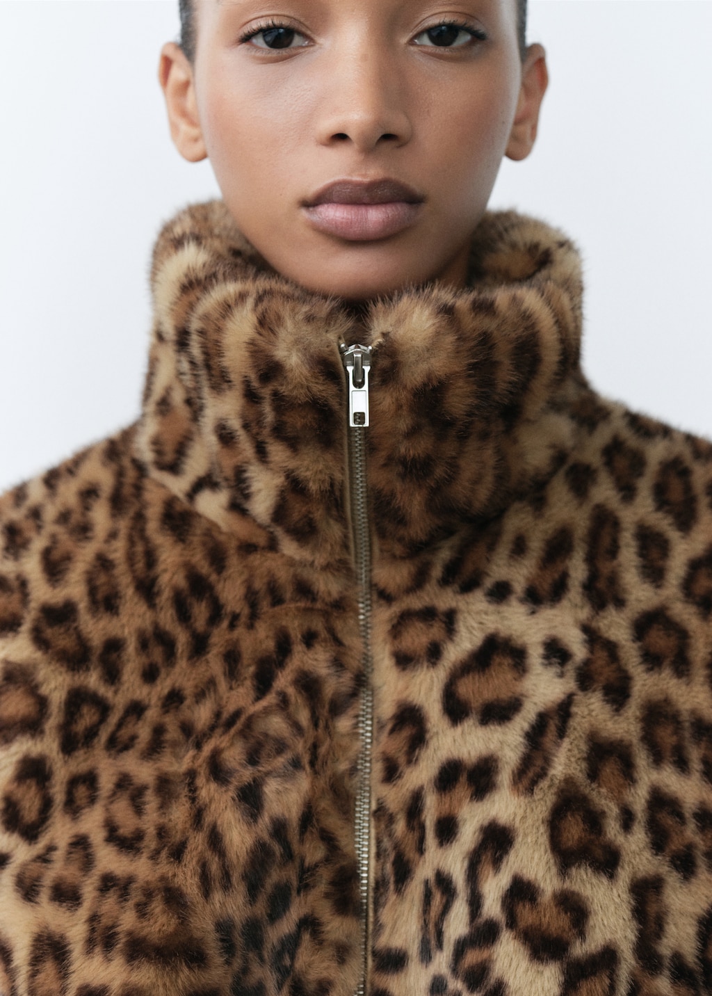 Leopard fur effect jacket