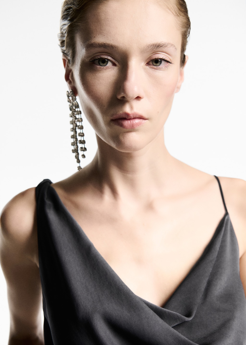 Mango Asymmetrical top with draped neckline thumbnail