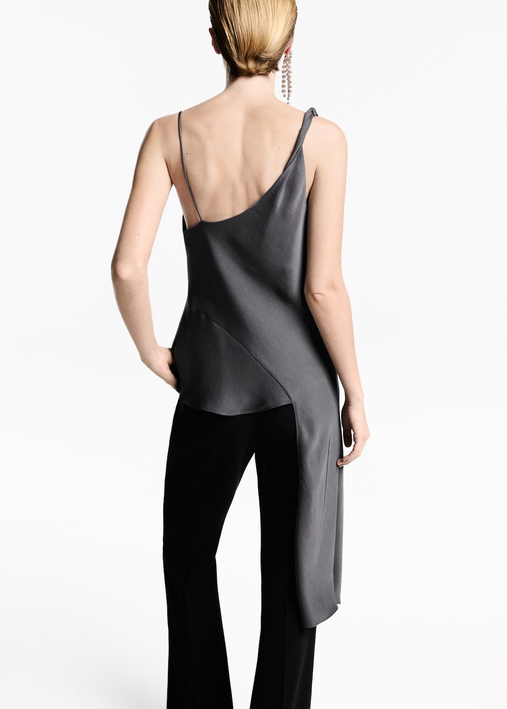Mango Asymmetrical top with draped neckline thumbnail