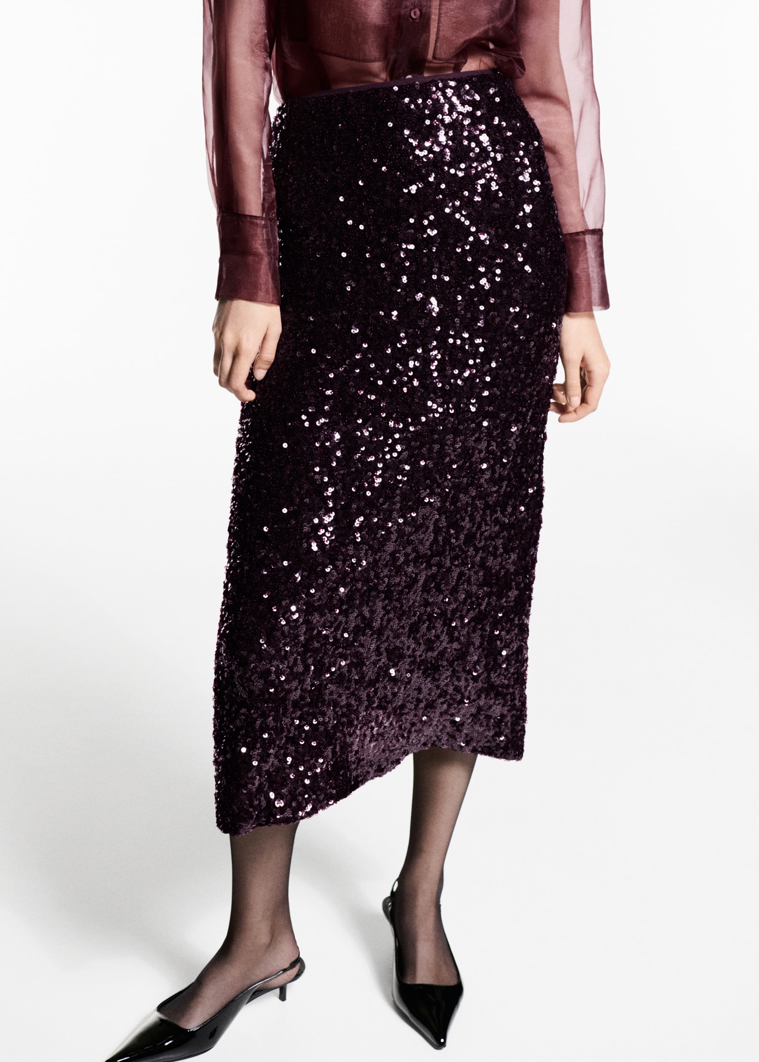 Sequin midi skirt - Women | MANGO USA