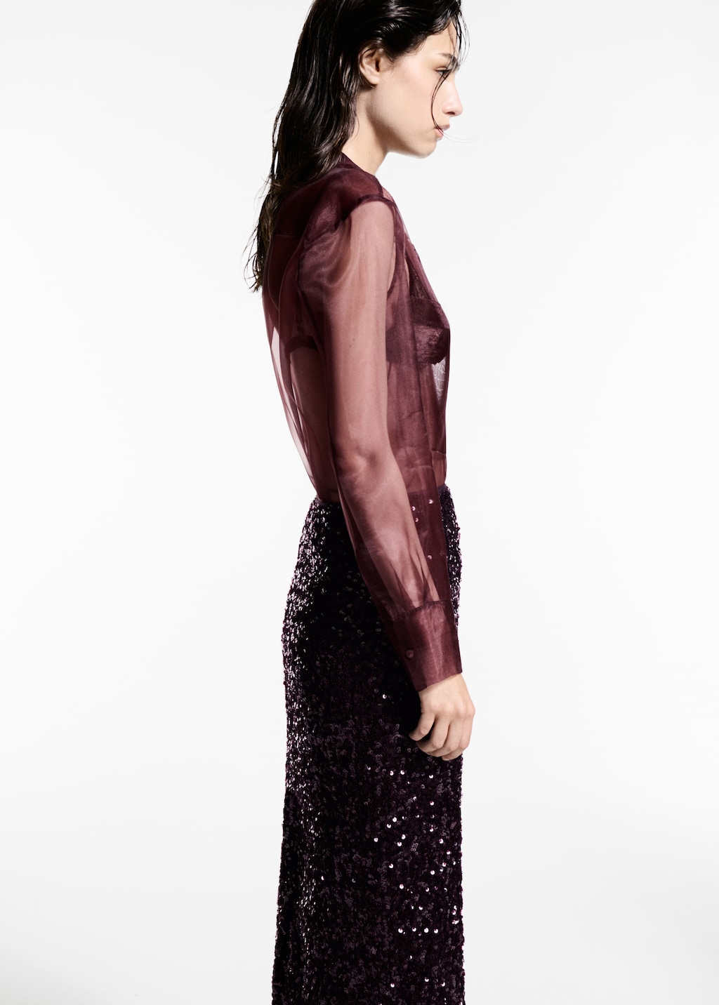 Burgundy skirt mango online