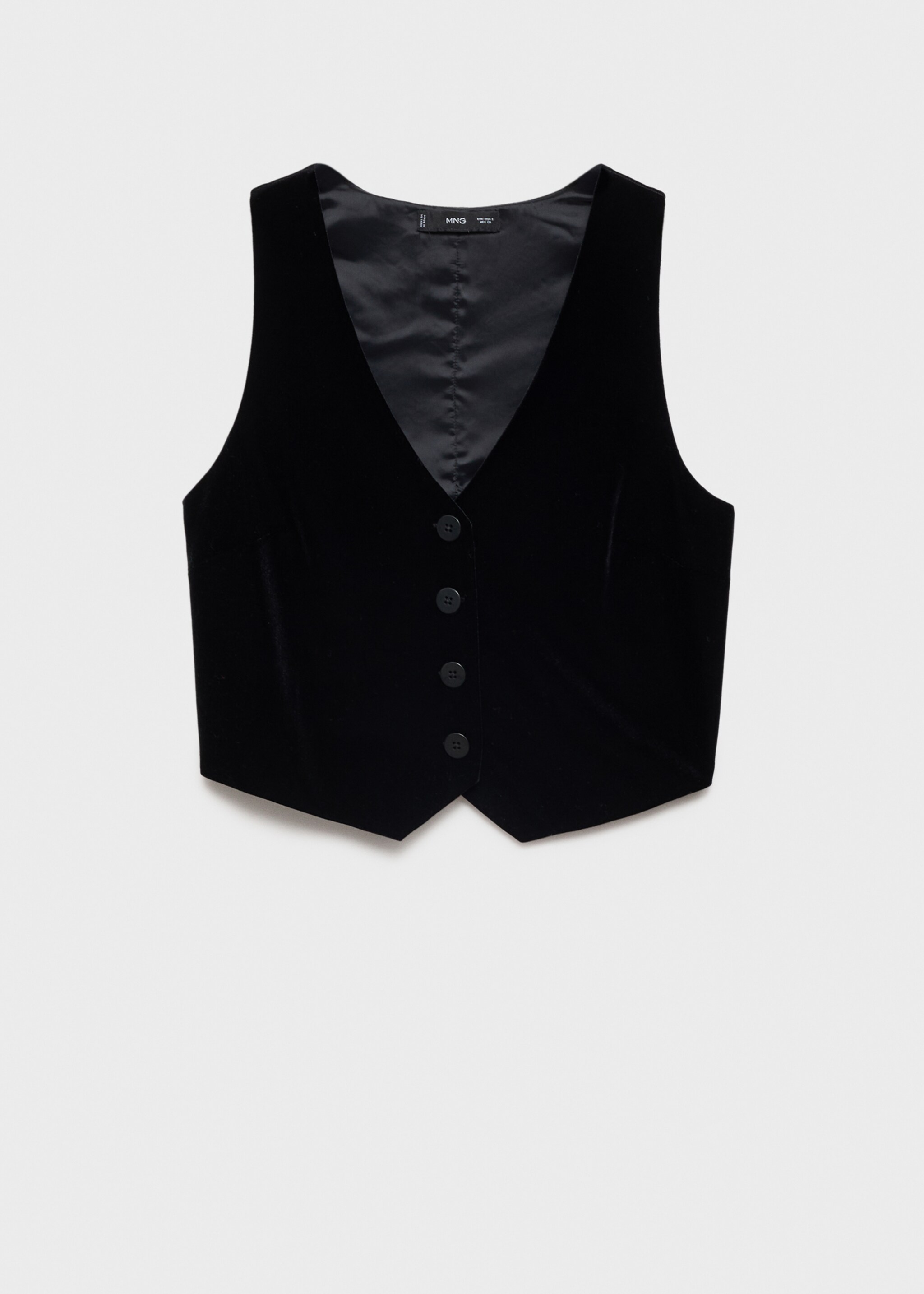 Cropped velvet vest - Article without model, Black. Ref: 77069062-00.