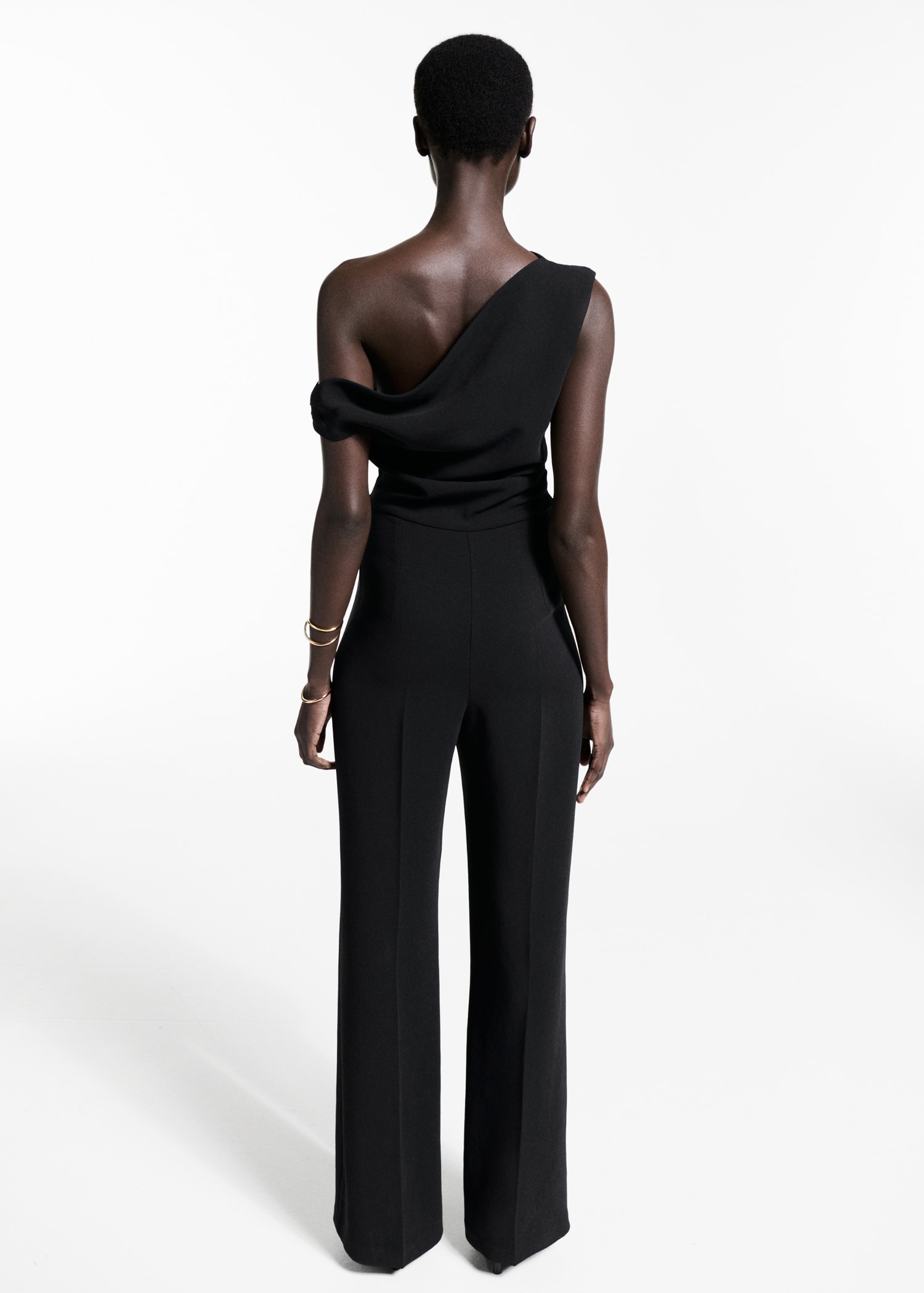 Asymmetrical jumpsuit with draped detail - Reverse of the article