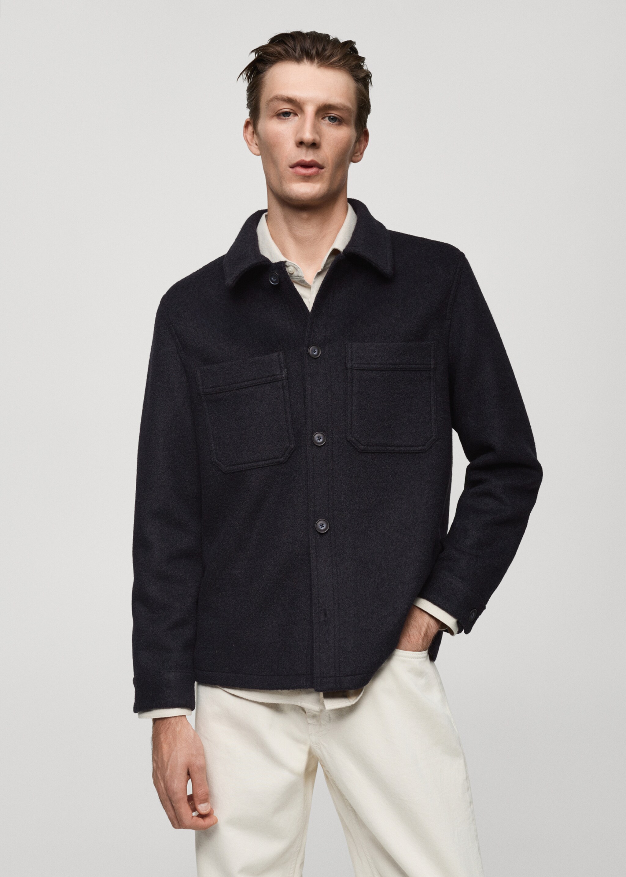 Wool jacket with pockets - Medium plane