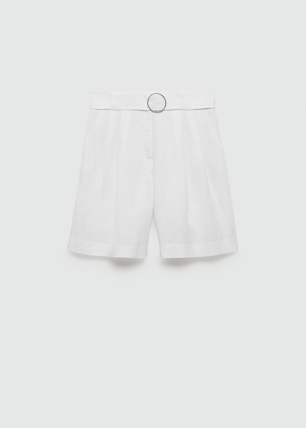 Mango Belt linen-blend Bermuda shorts
