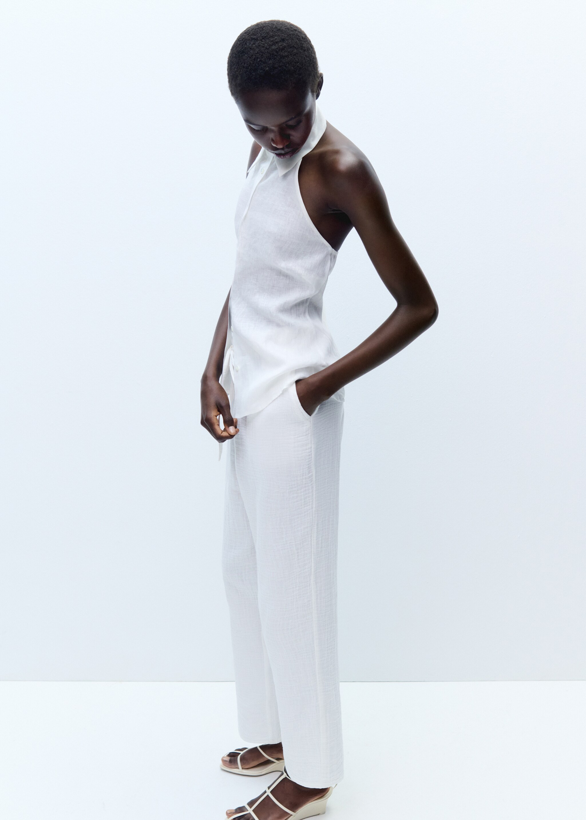 Elastic waist cotton trousers - Details of the article 7