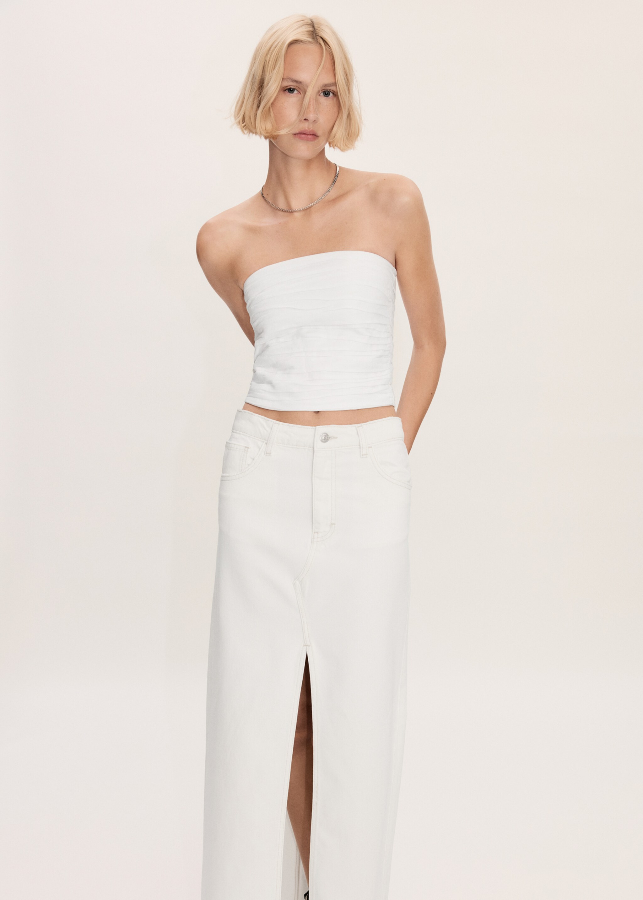 Slit denim skirt - Details of the article 1