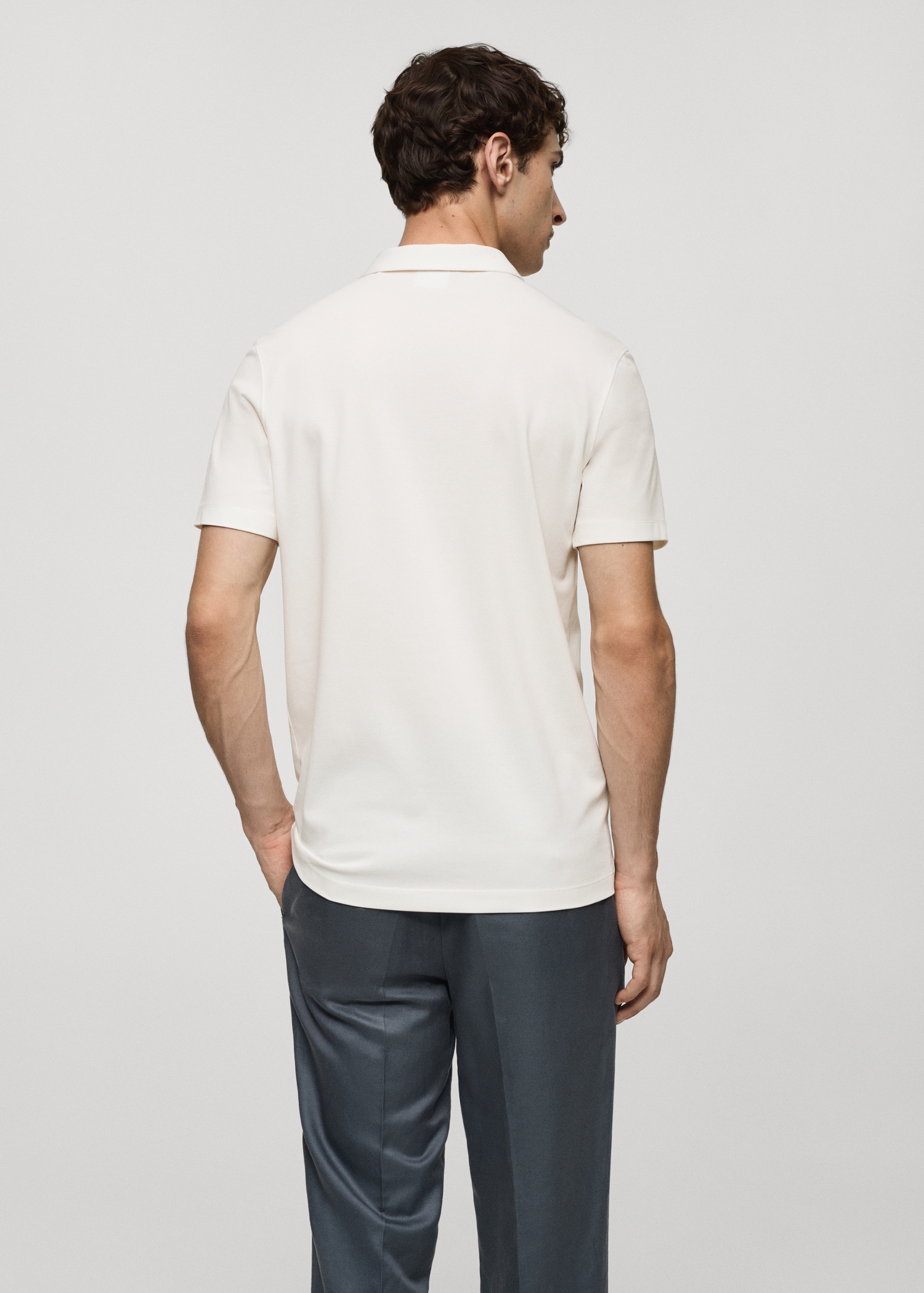 Slim-fit cotton piqué textured polo shirt - Reverse of the article