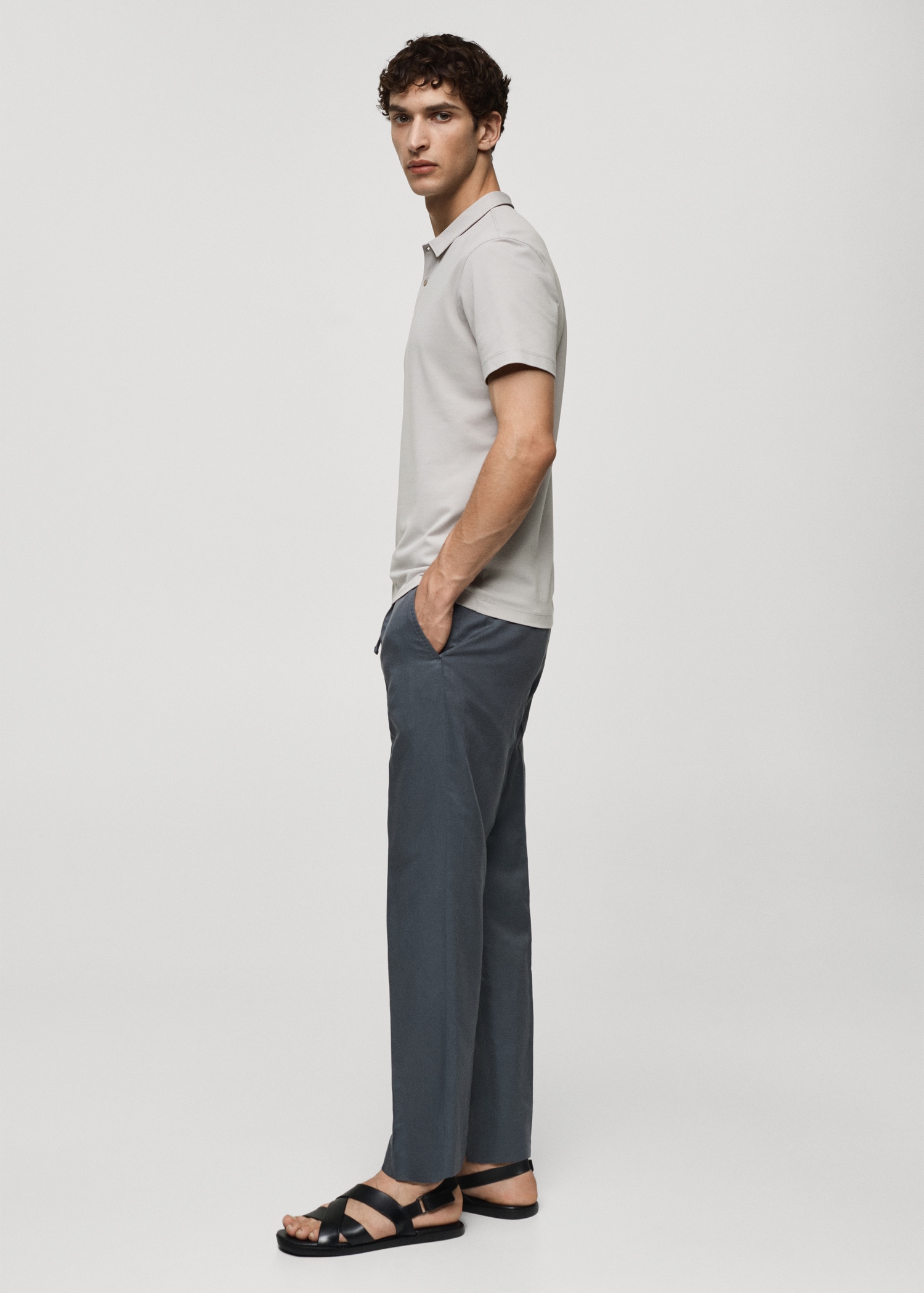 Slim-fit cotton piqué textured polo shirt - Details of the article 2