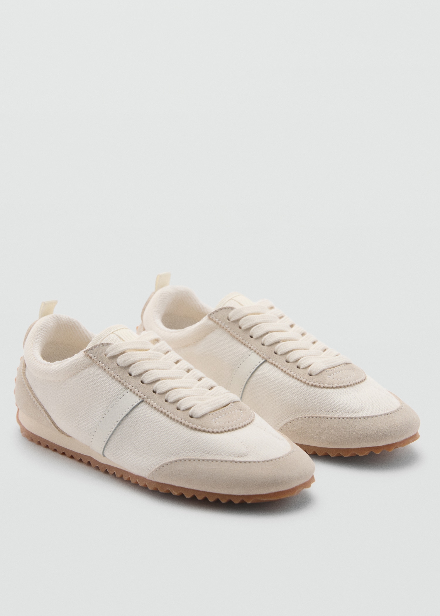 Tennis toile empiècements cuir - Plan moyen