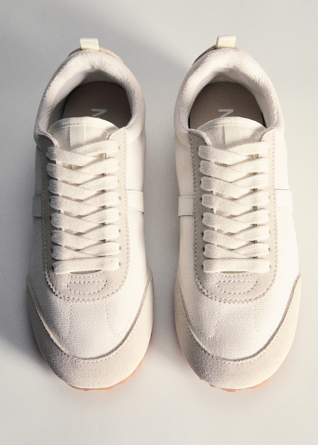 Canvas sneakers with leather panels Women MANGO USA