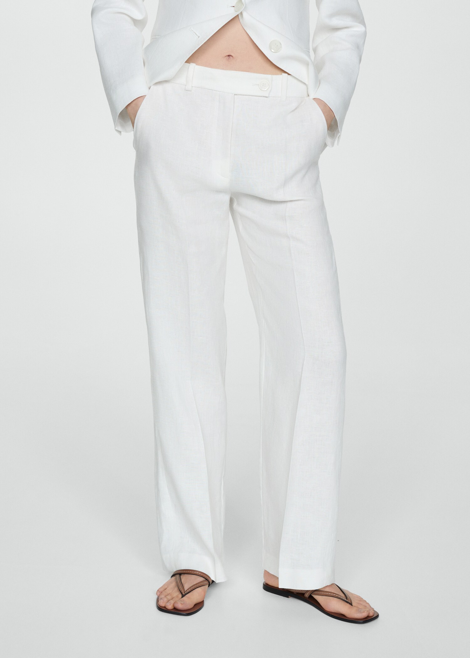 100% linen suit trousers - Medium plane