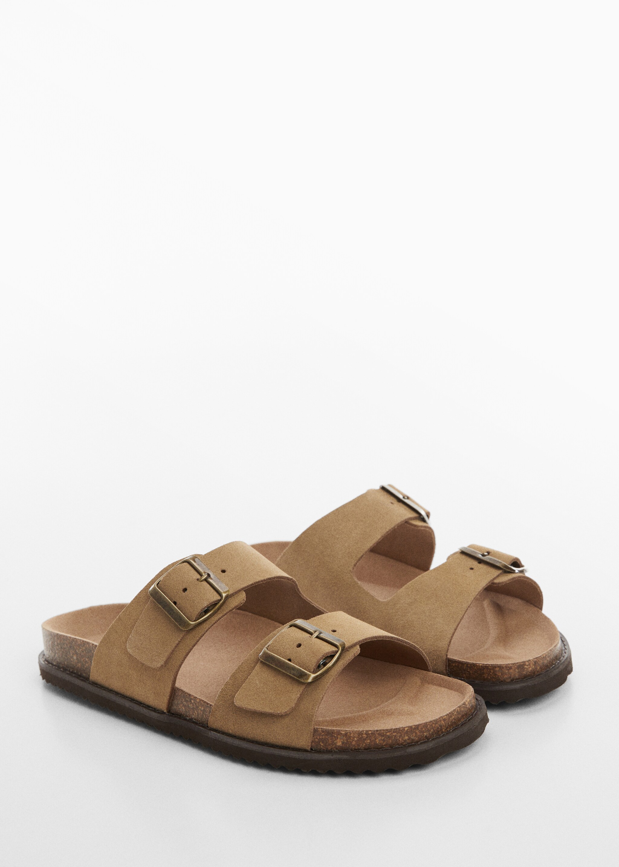 Split leather sandals with buckle - Medium plane, Sand. Ref: 77070388-00.