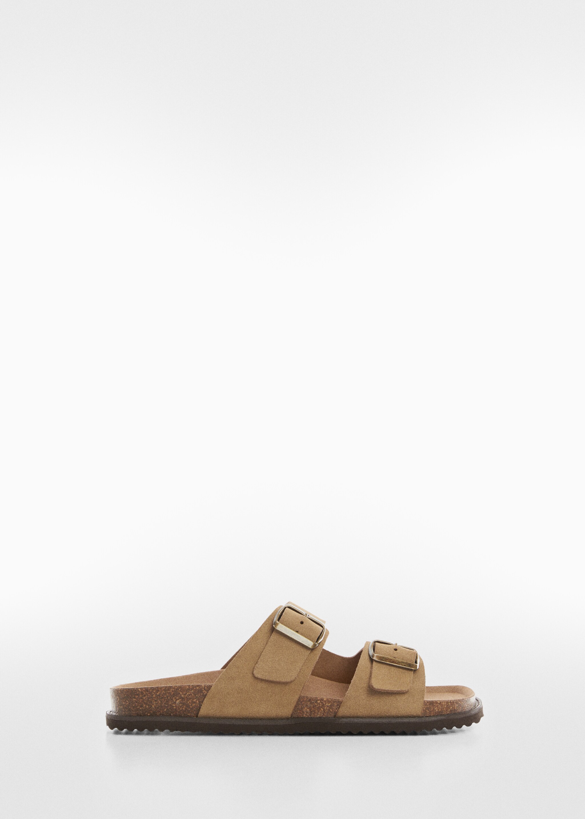 Split leather sandals with buckle - Article without model, Sand. Ref: 77070388-00.