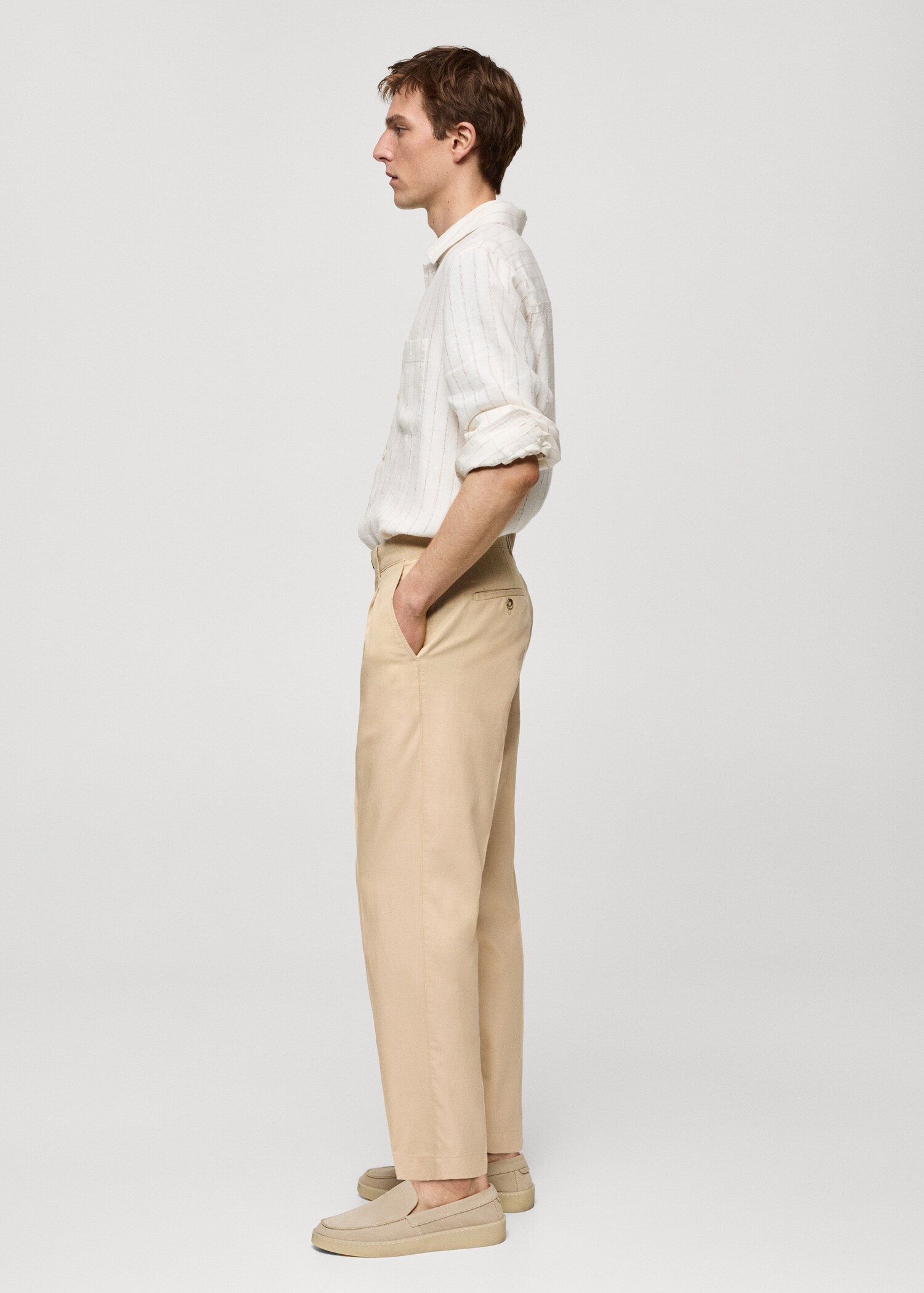 Cotton lyocell pleated pants - Details of the article 6