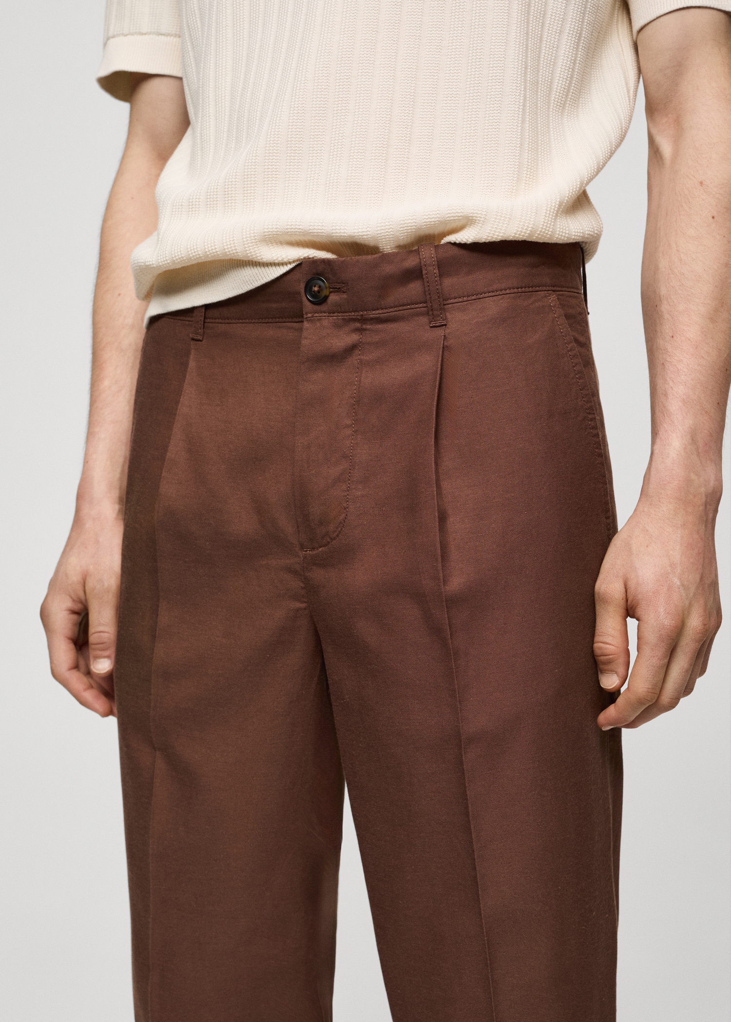 Cotton lyocell pleated pants - Details of the article 1