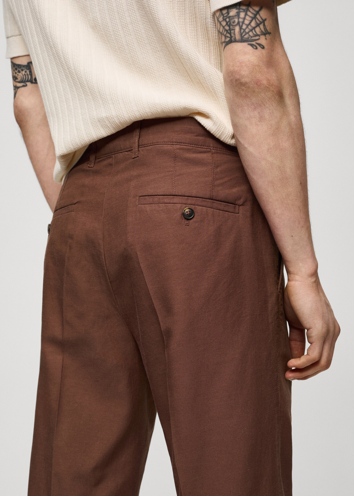 Cotton lyocell pleated pants - Details of the article 2