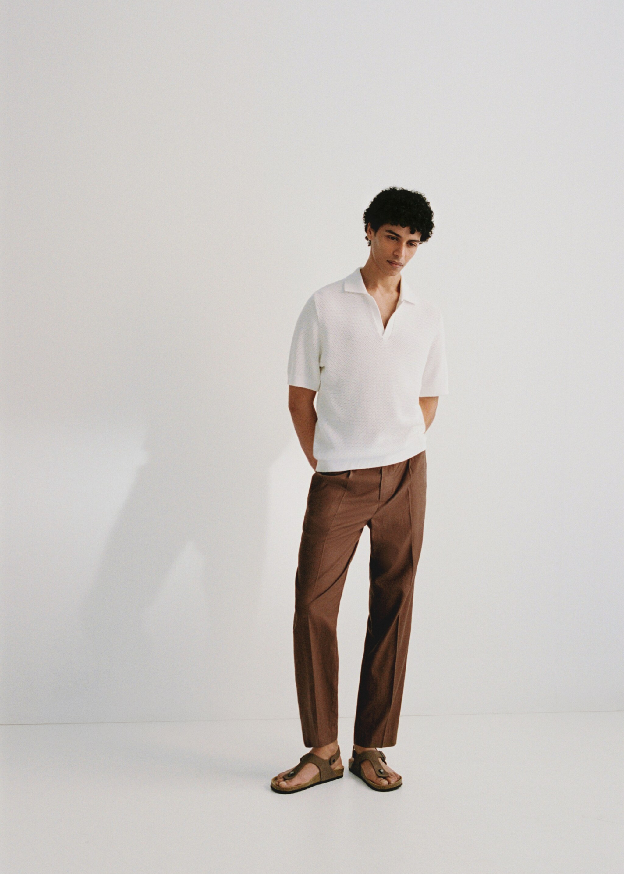 Cotton lyocell pleated trousers - Details of the article 3