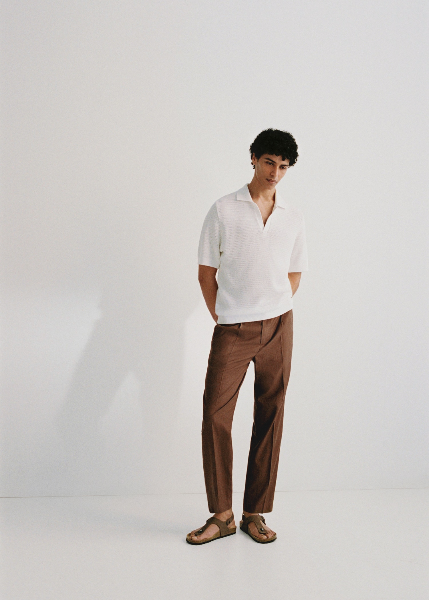 Cotton lyocell pleated pants - Details of the article 3