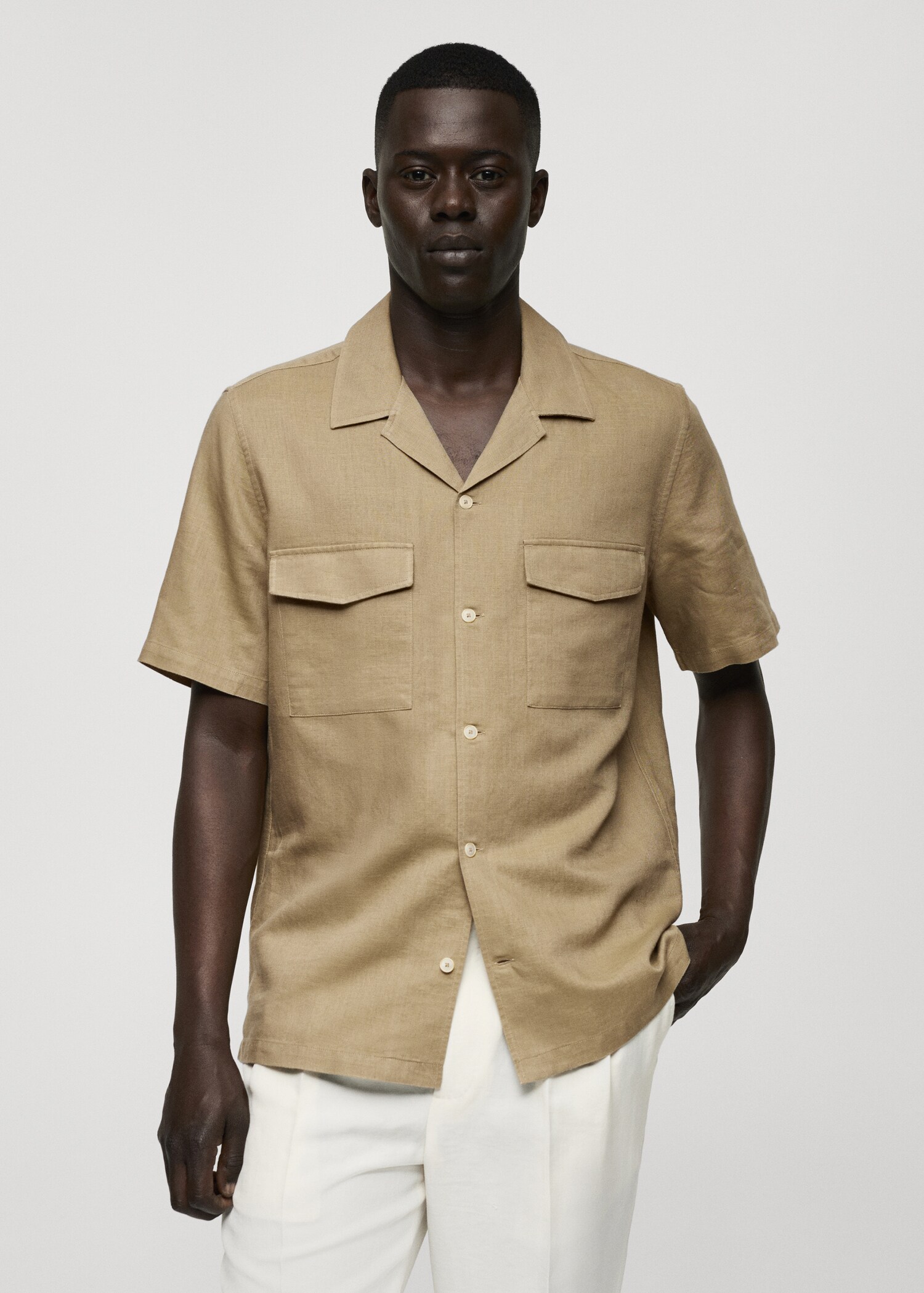 Regular-fit linen cotton shirt - Medium plane