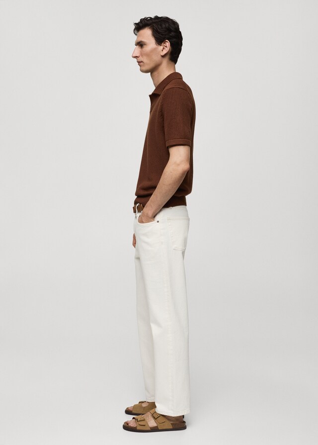 Ribbed knit polo shirt
