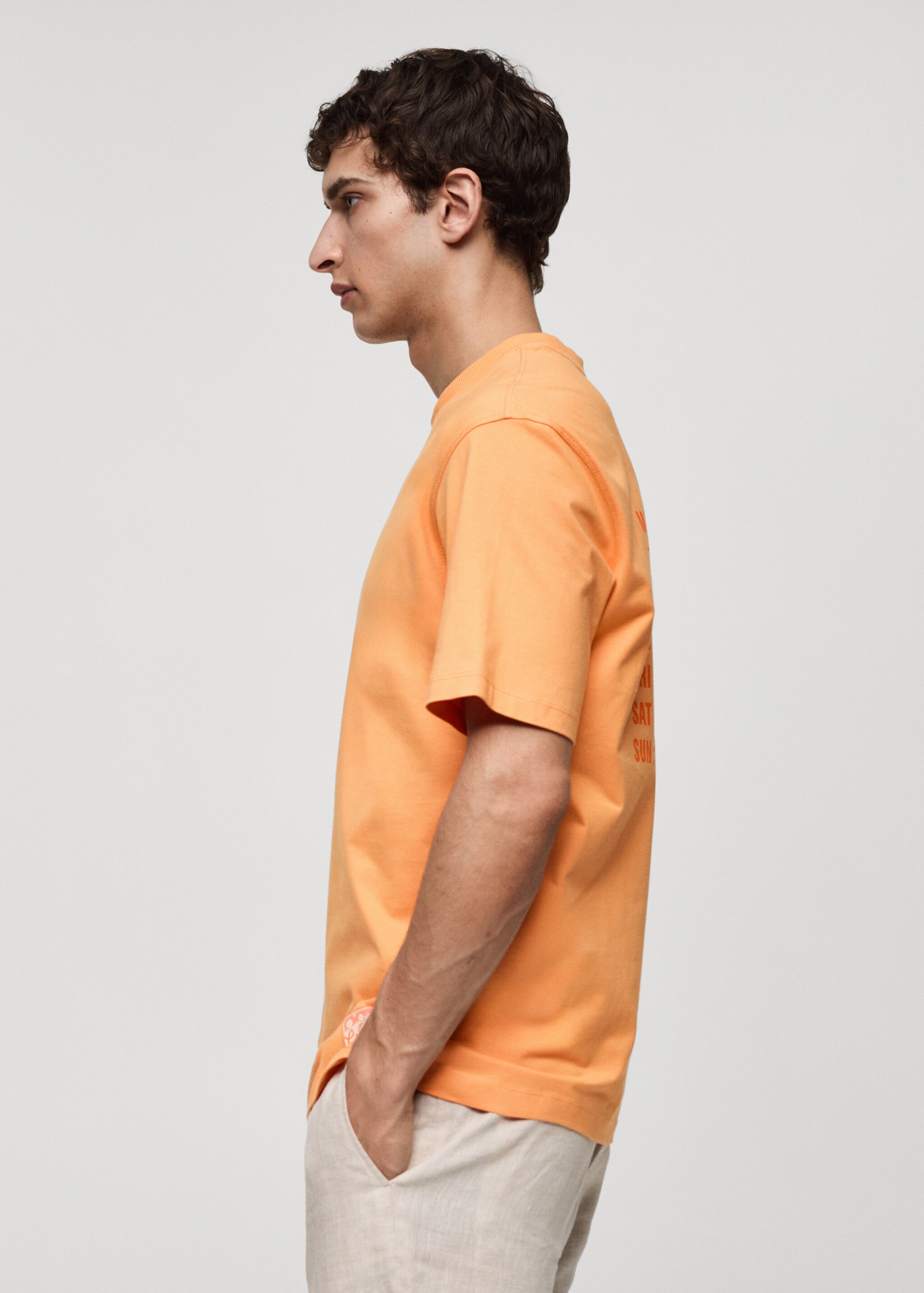 Camiseta 100% algodón estampado - Detalle del artículo 2, Naranja. Ref: 77070588-00.