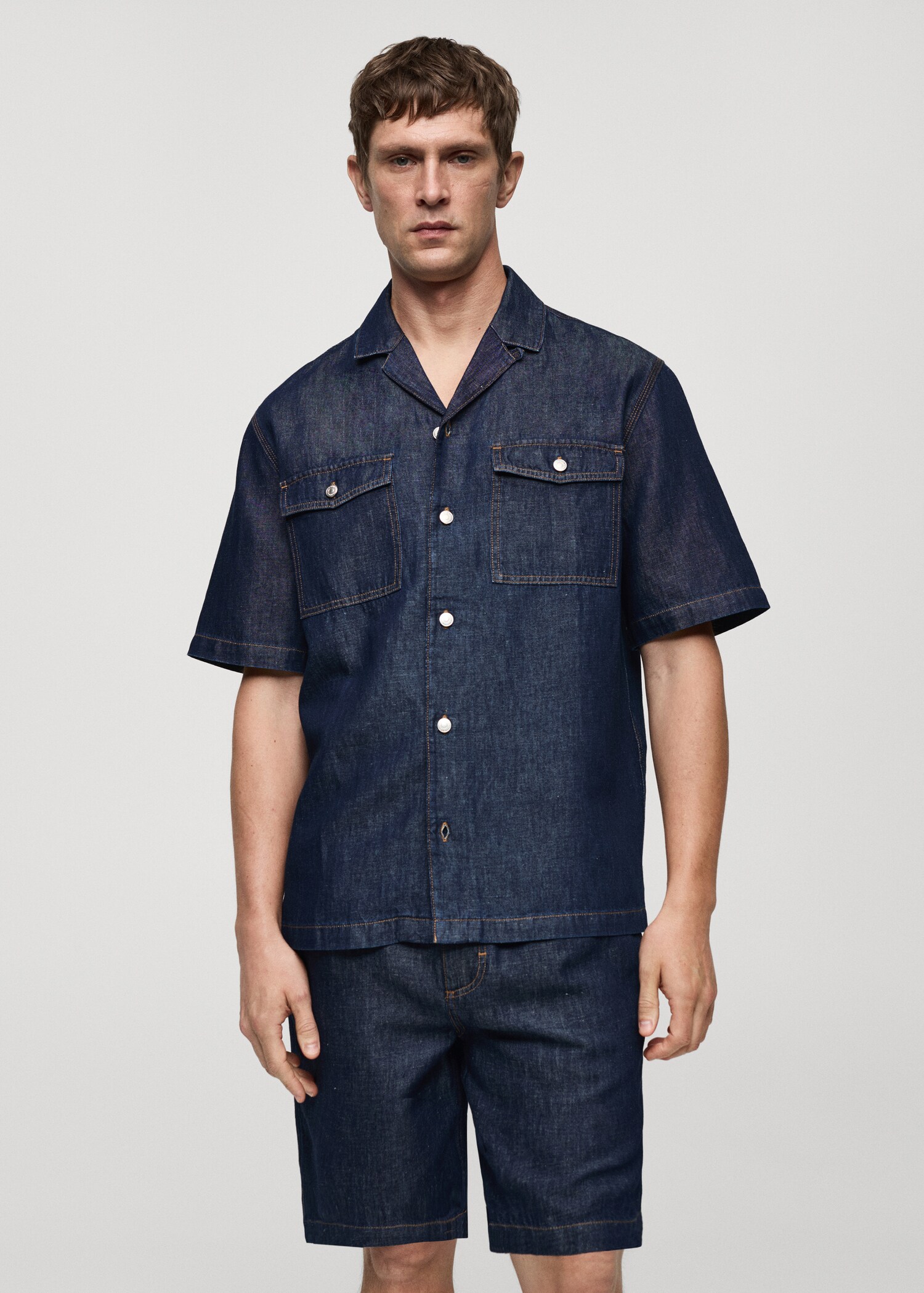 Cotton linen denim shirt - Medium plane