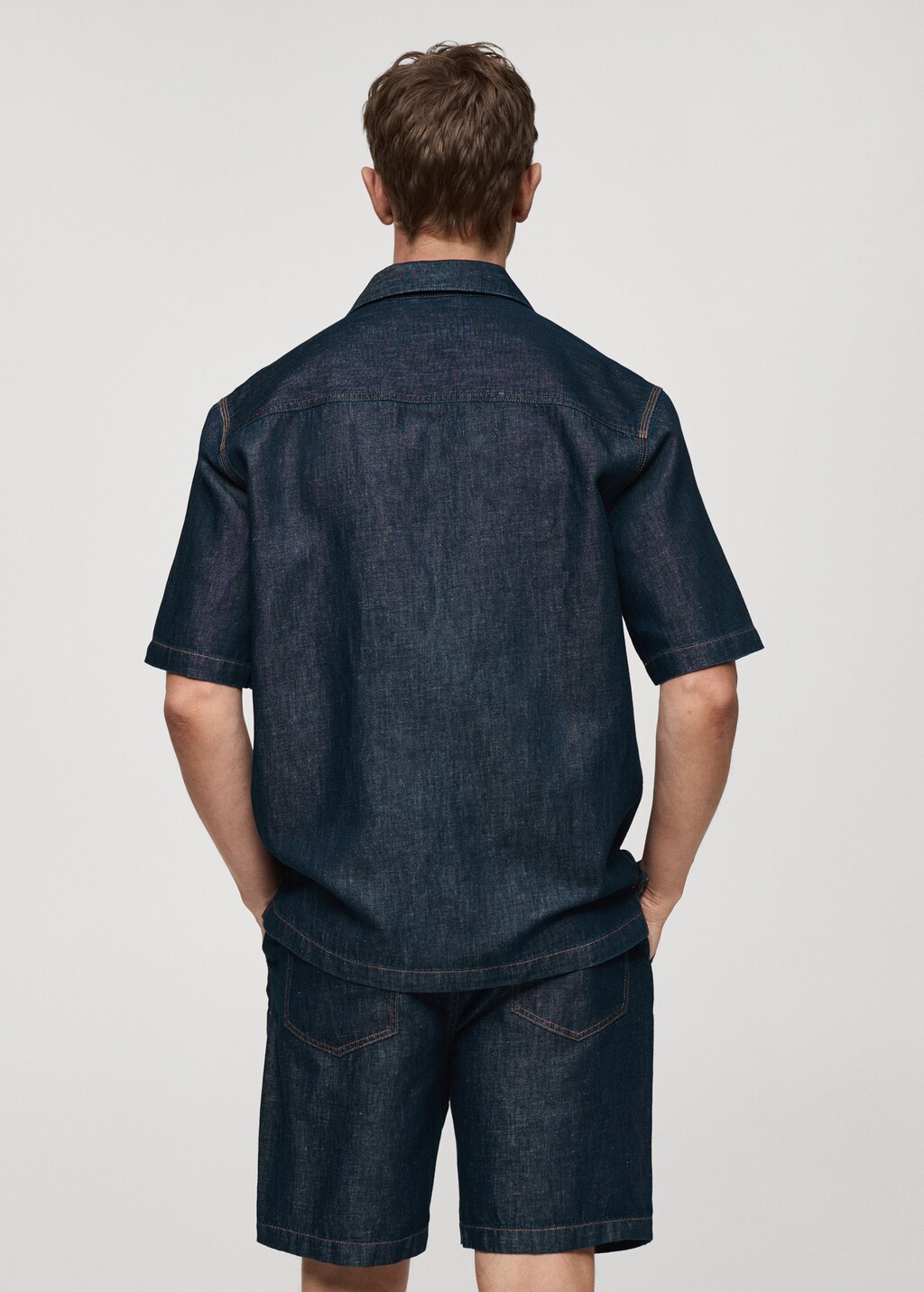 Camisa denim algodon lino Hombre MANGO Espana Peninsula y Baleares