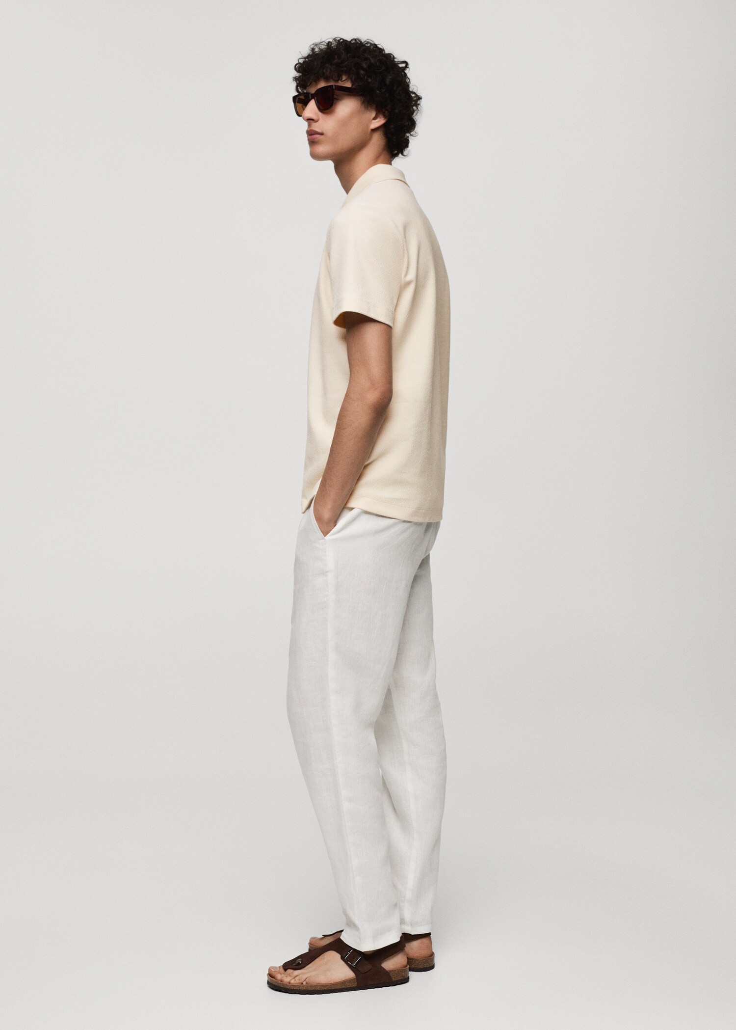 Regular-fit textured cotton polo shirt - Details of the article 2