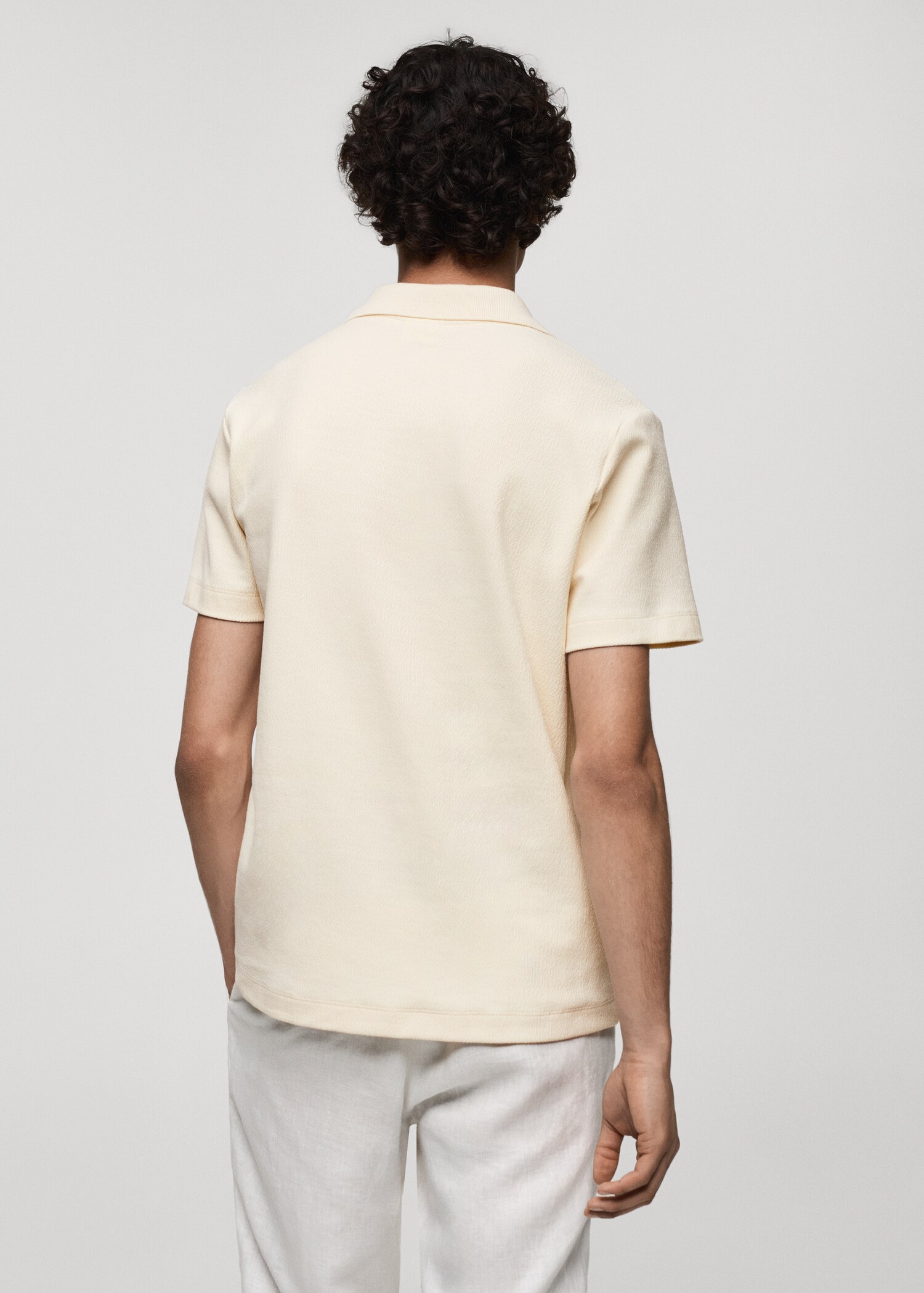 Regular-fit textured cotton polo shirt - Reverse of the article