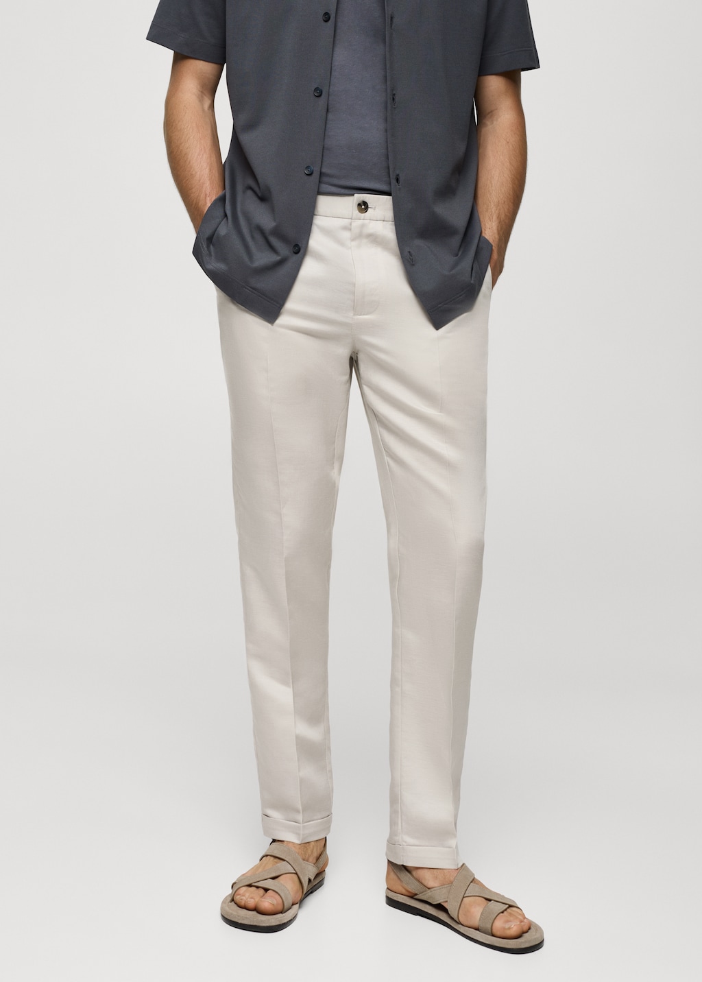 Mango Leinen-Tencel-Hose mit Kordelzug