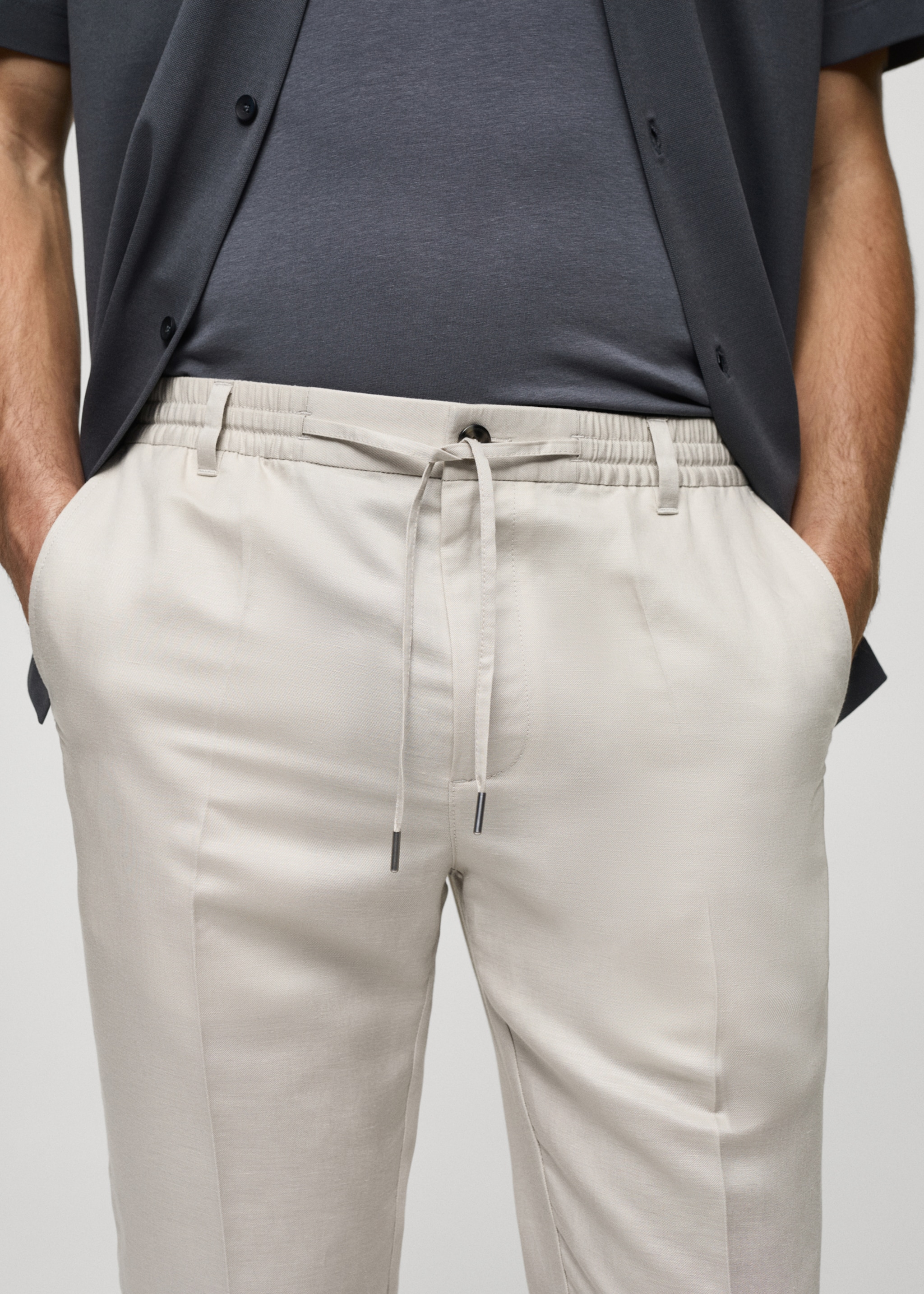 Tencel™ linen trousers with drawstring - Details of the article 1