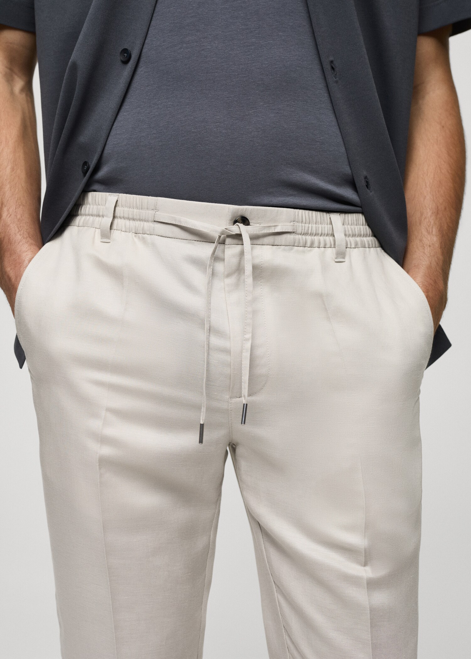 Tencel™ linen trousers with drawstring - Details of the article 1