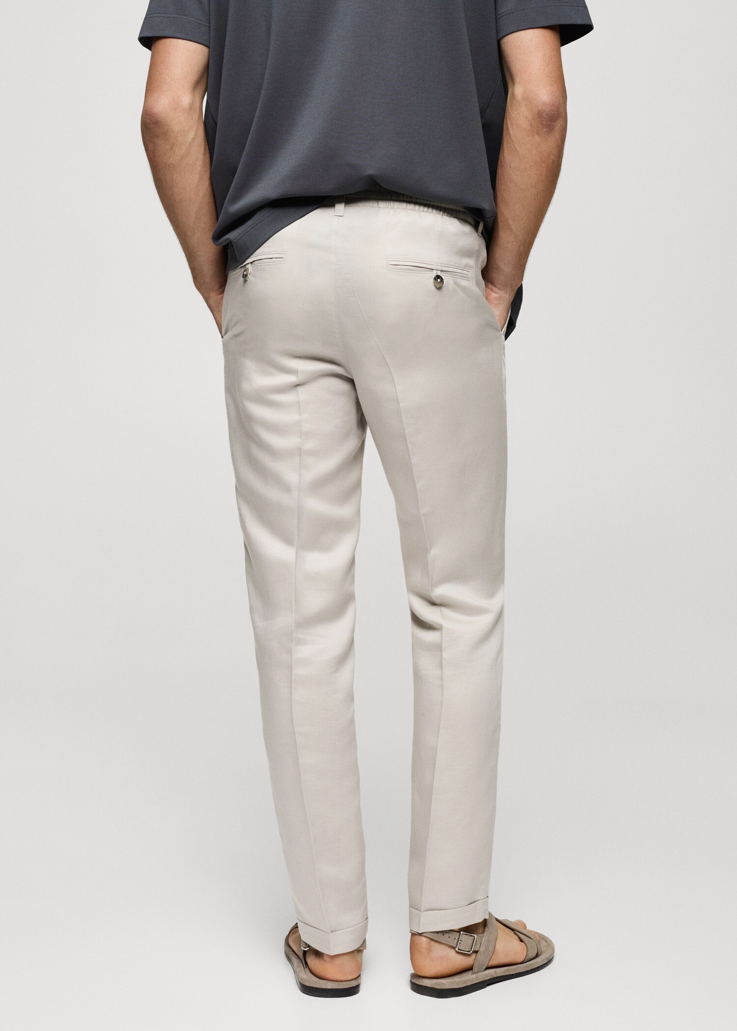 Tencel™ linen trousers with drawstring - Reverse of the article