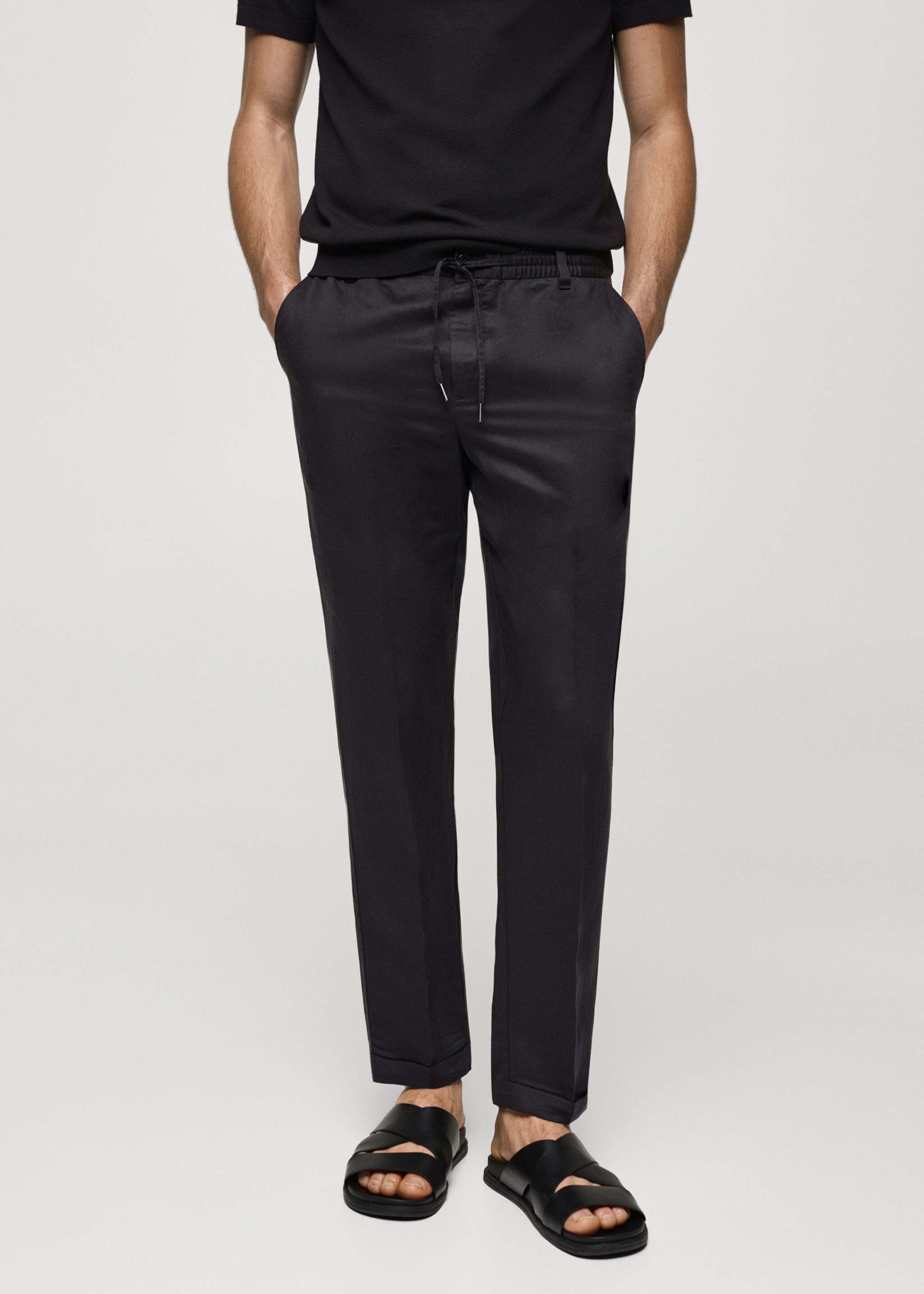 Tencel™ linen trousers with drawstring - Medium plane