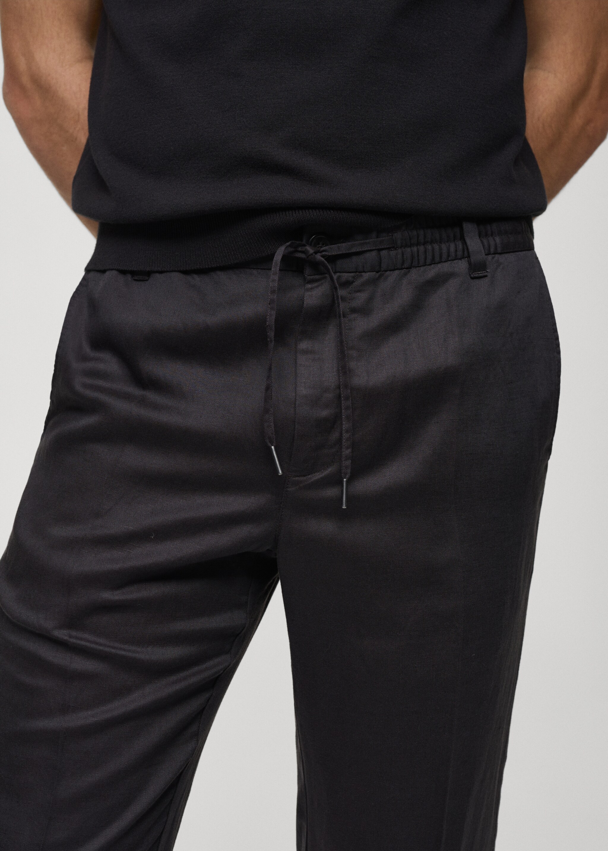 Tencel™ linen trousers with drawstring - Details of the article 1