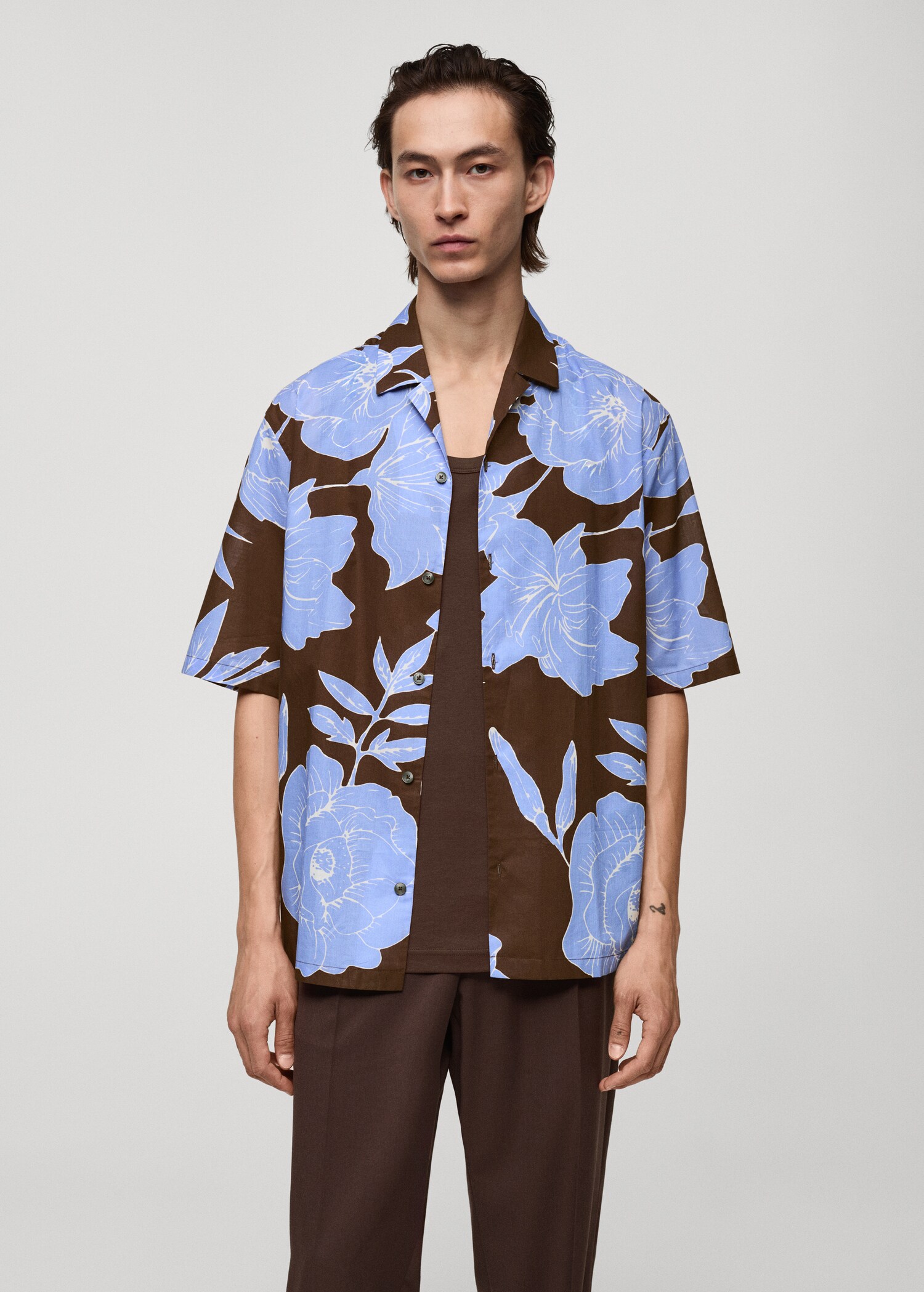 Regular-fit printed cotton shirt - Medium plane