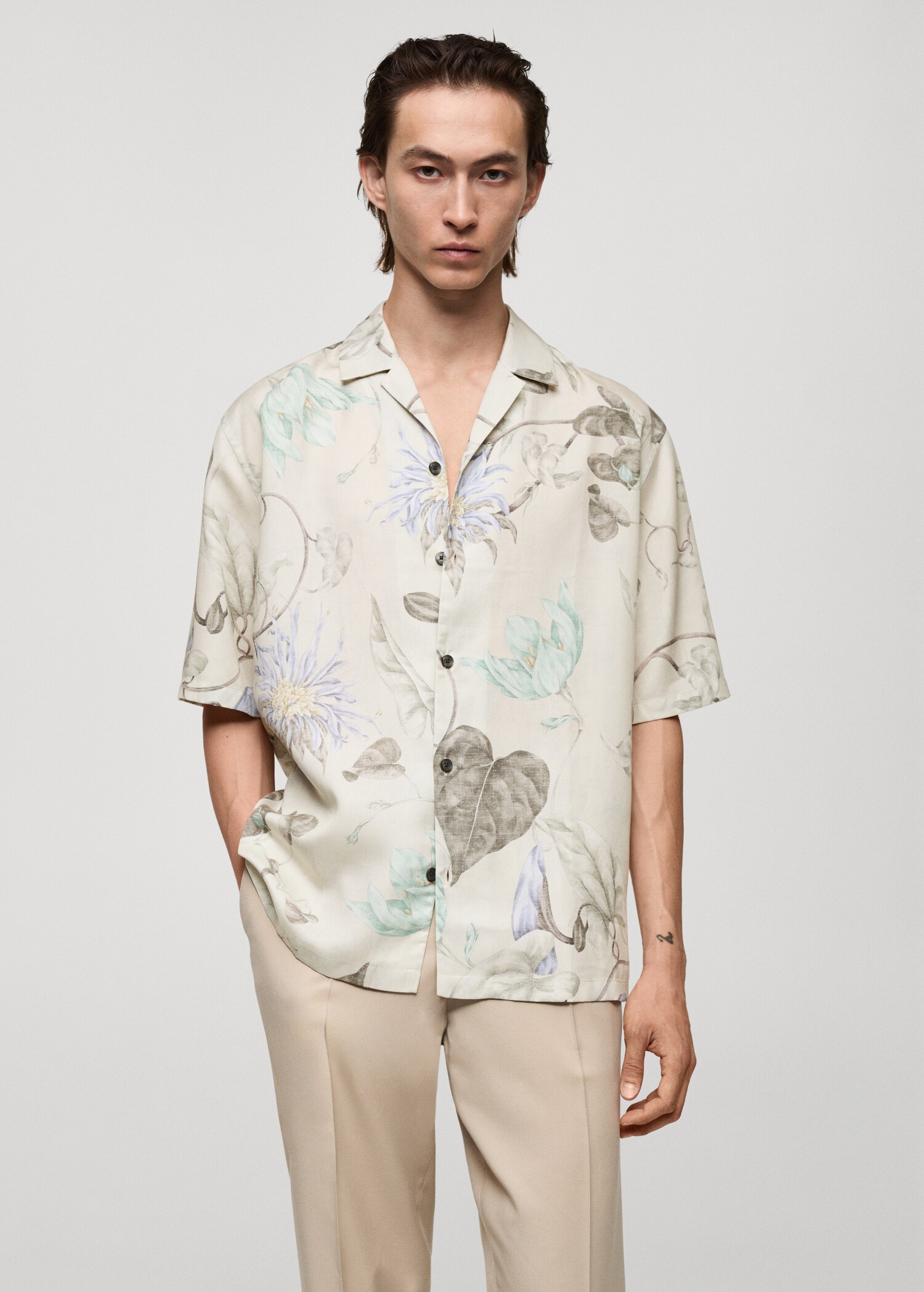 Camisa fluida estampat floral - Pla mig
